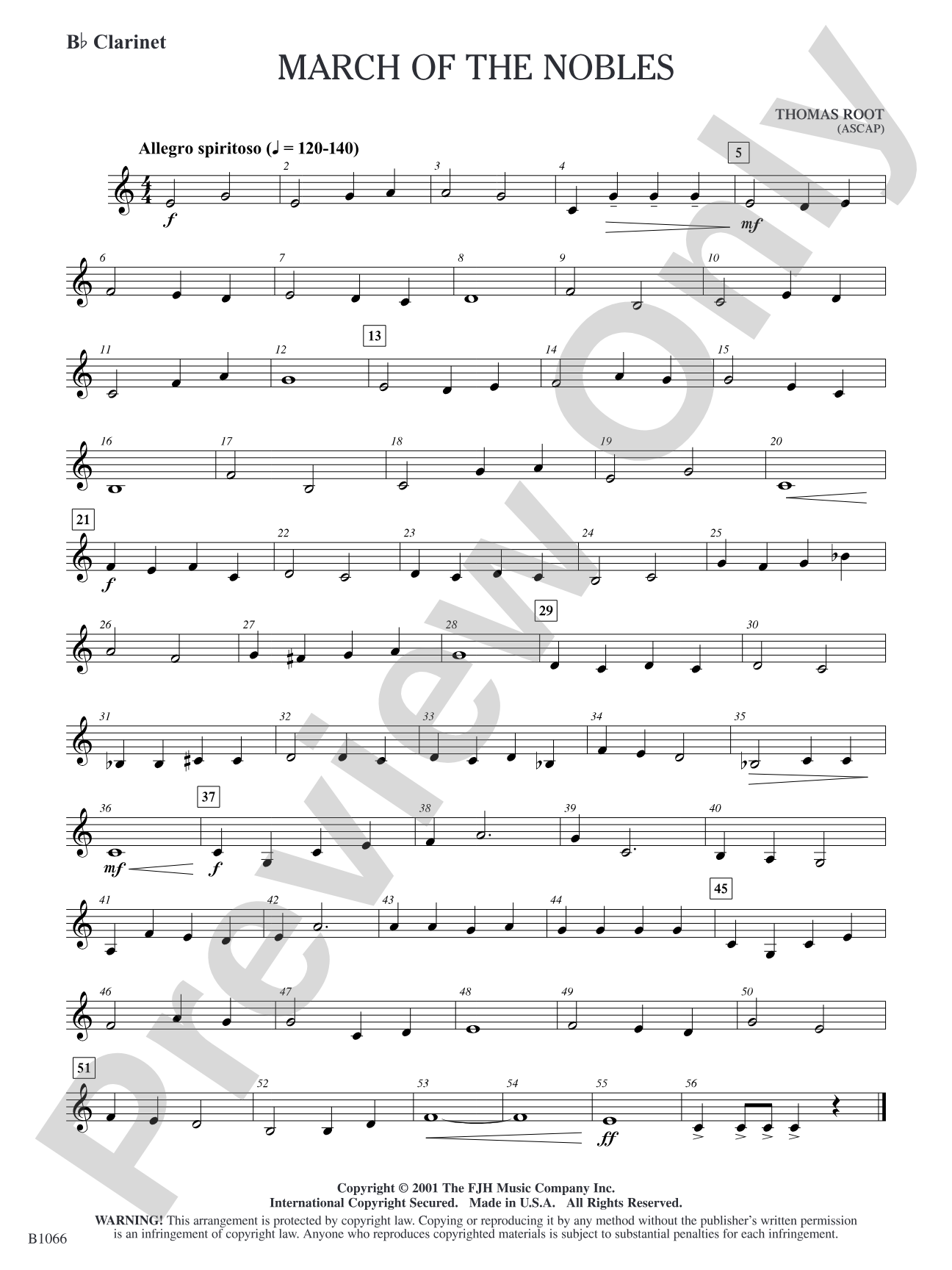 March of the Nobles: B-flat Clarinet