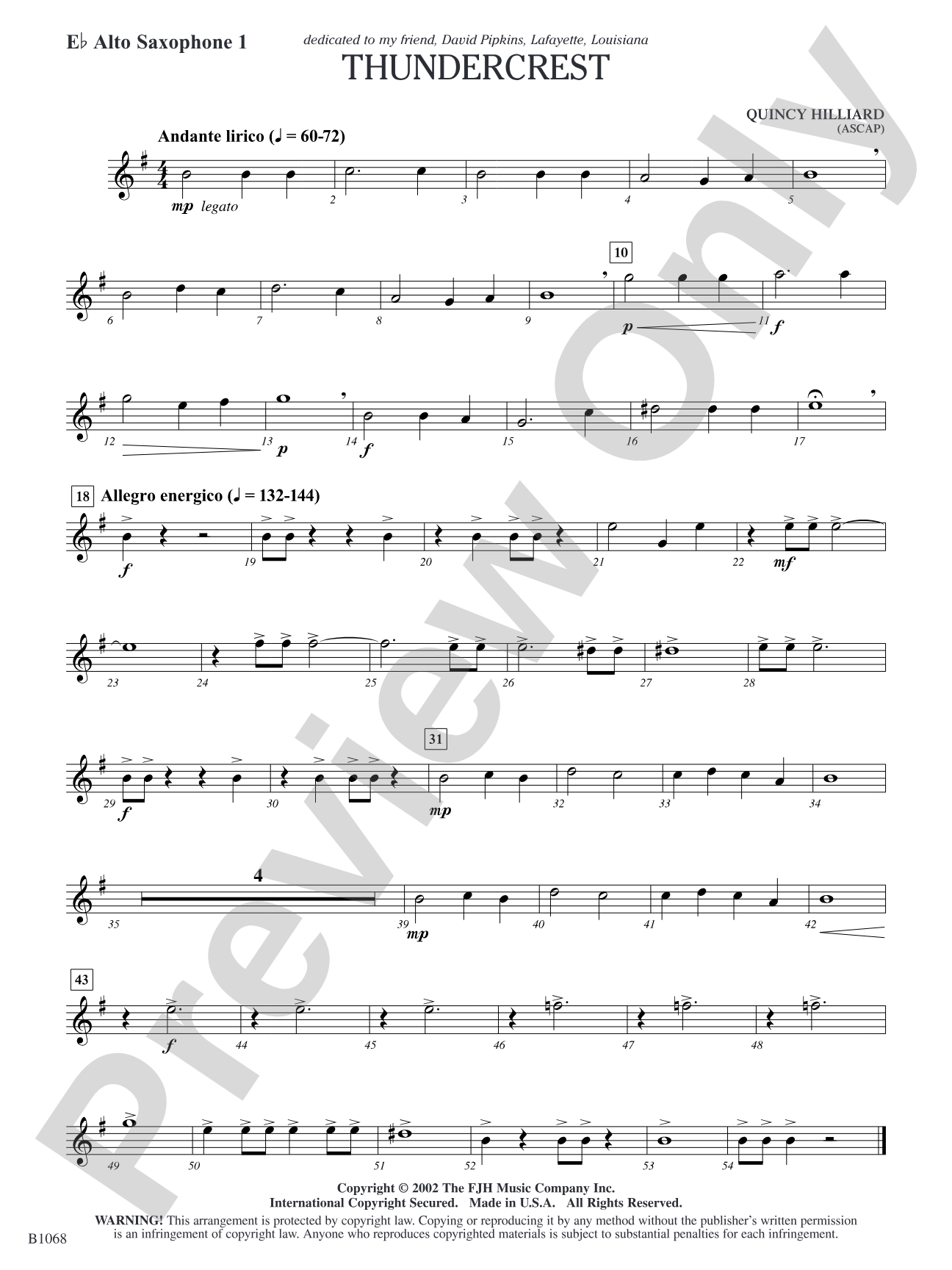 Thundercrest: E-flat Alto Saxophone 1