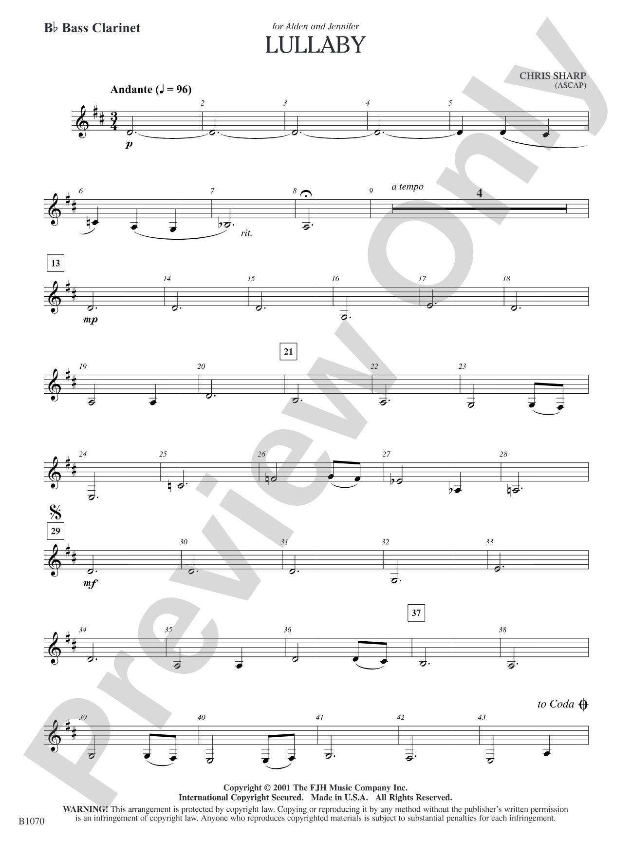 Lullaby: B-flat Bass Clarinet