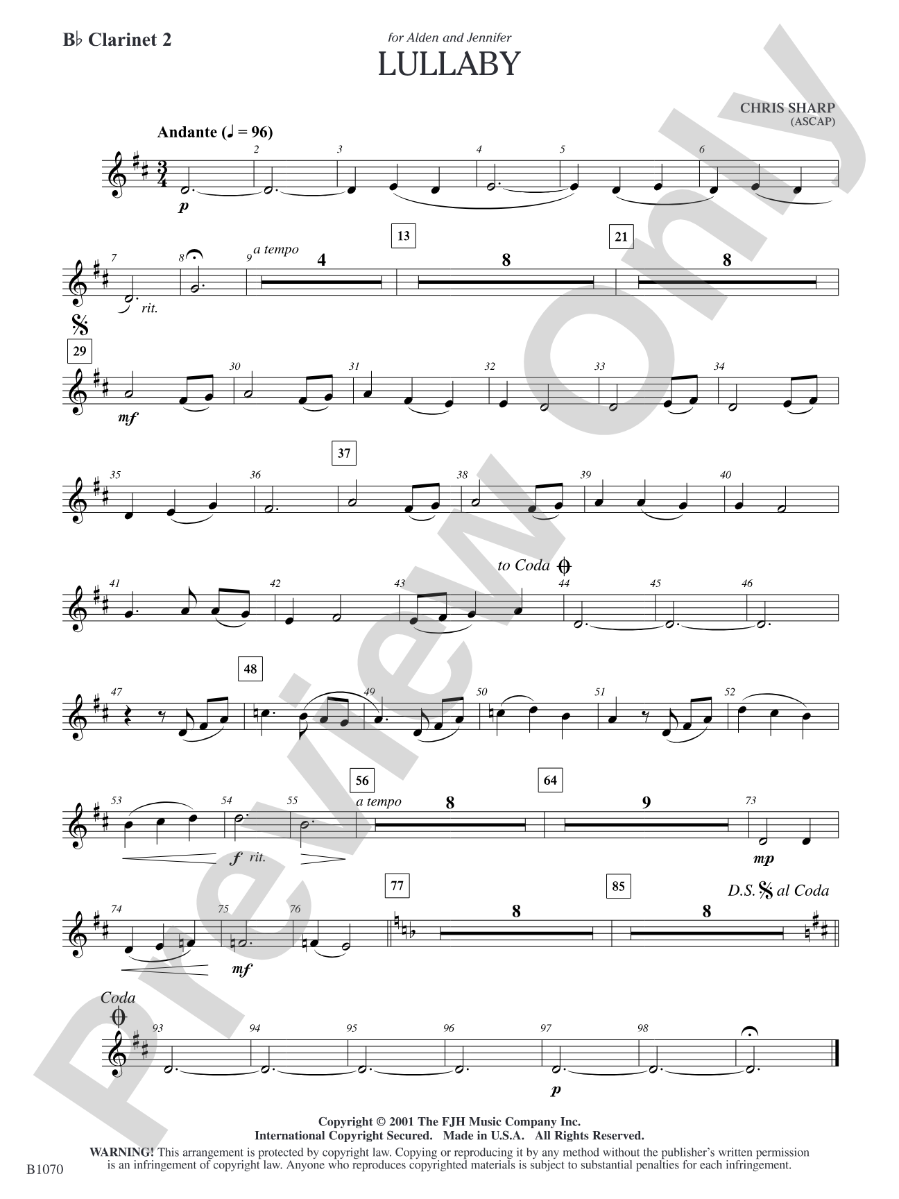 Lullaby: B-flat Clarinet 2