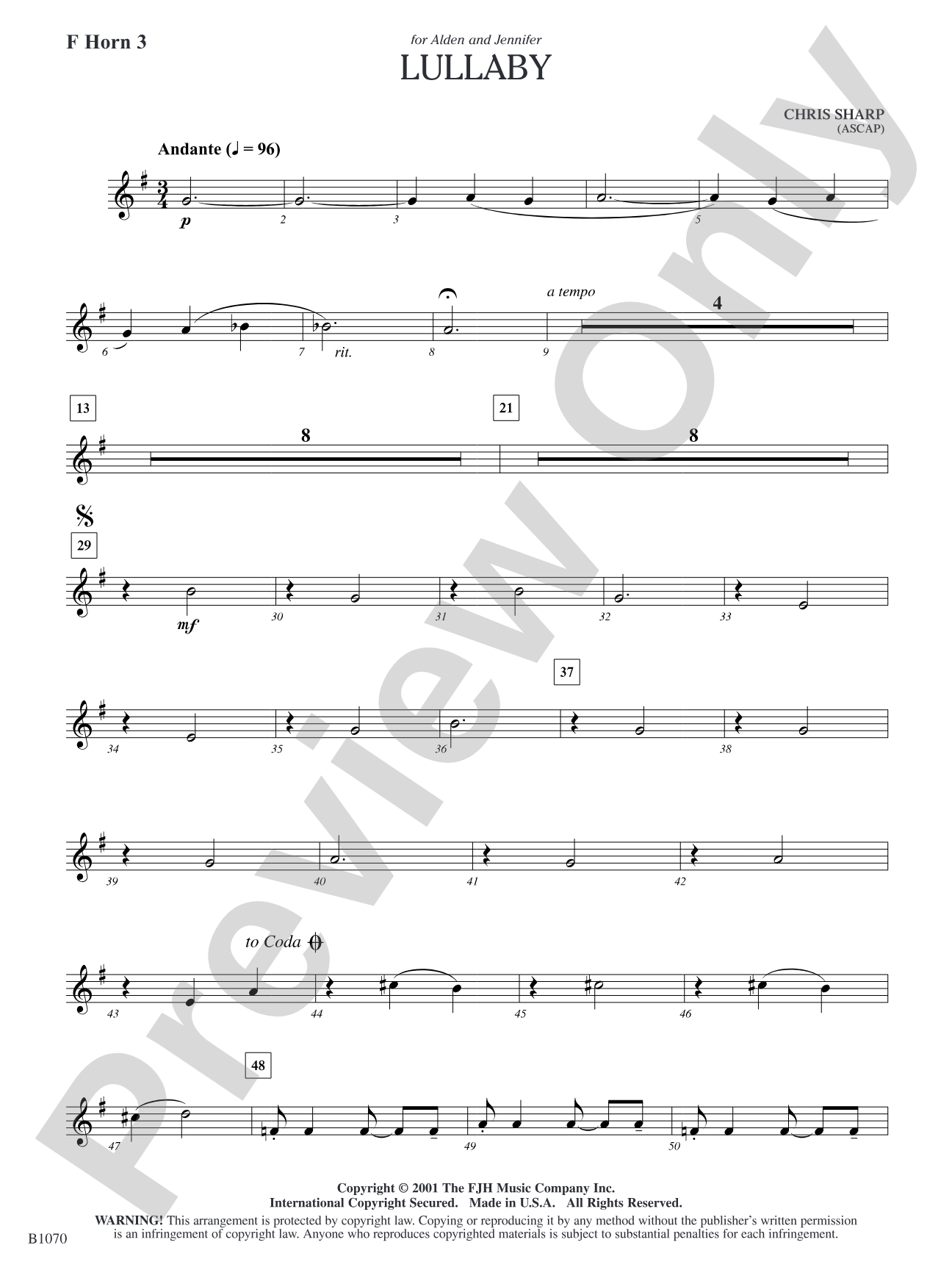 Lullaby: F Horn 3