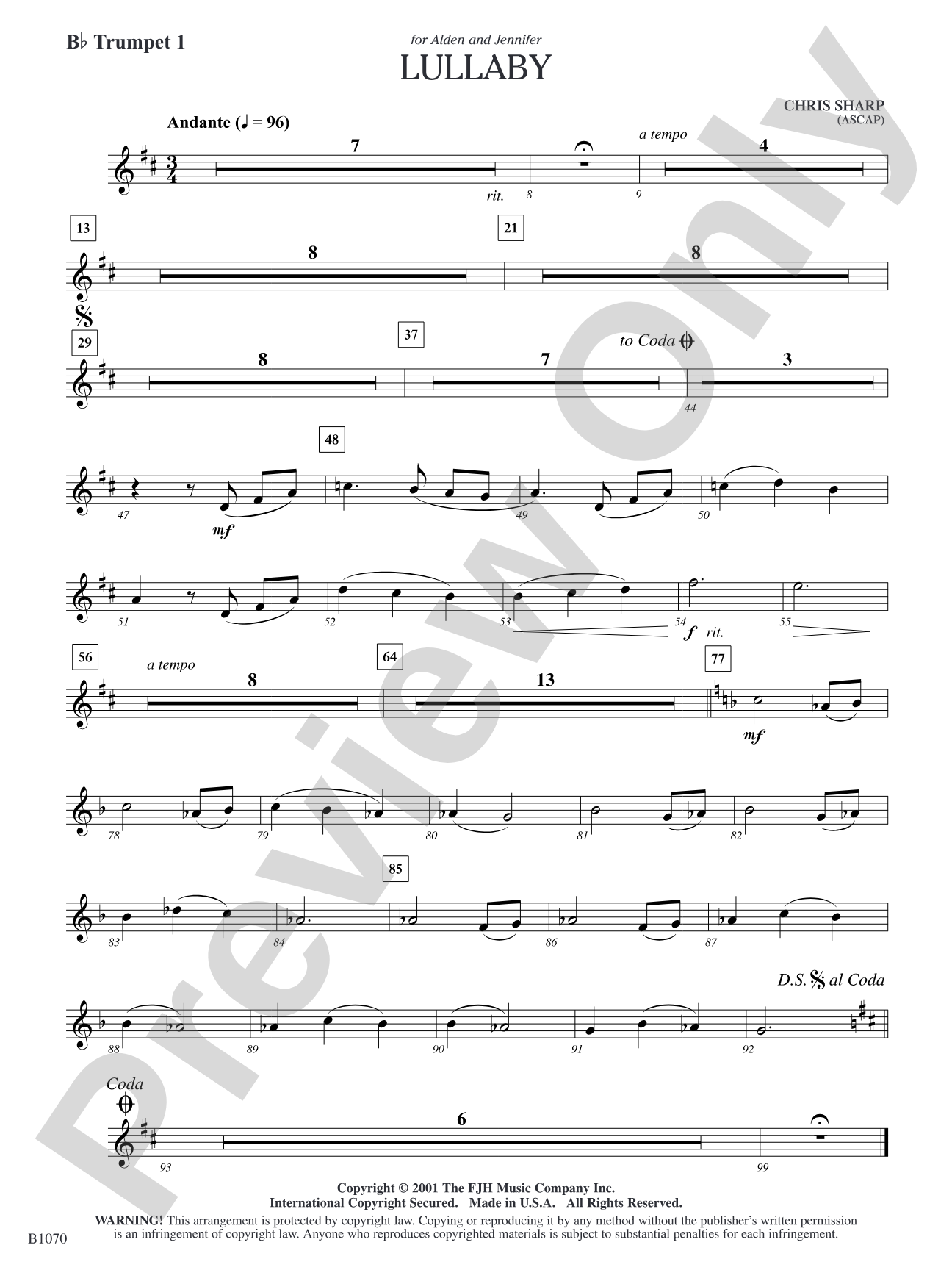 Lullaby: B-flat Trumpet 1