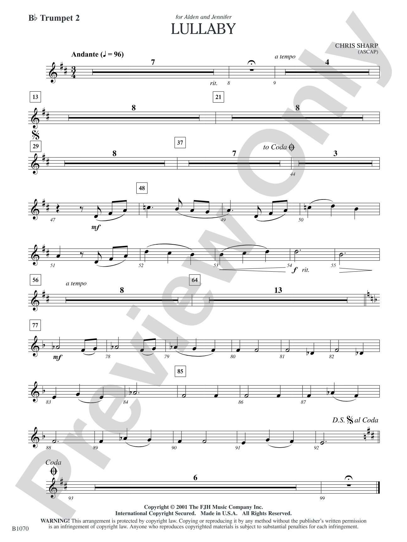 Lullaby: B-flat Trumpet 2