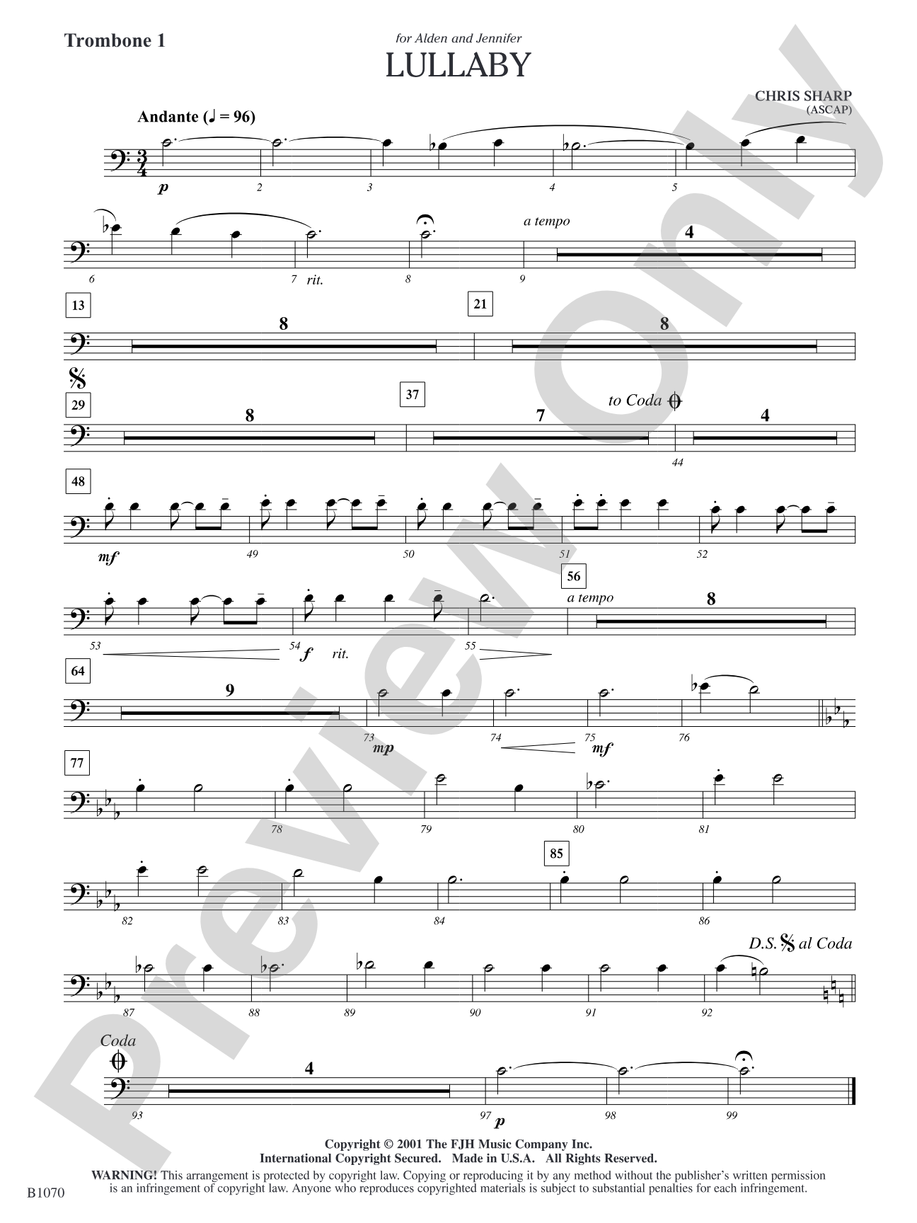 Lullaby: Trombone 1