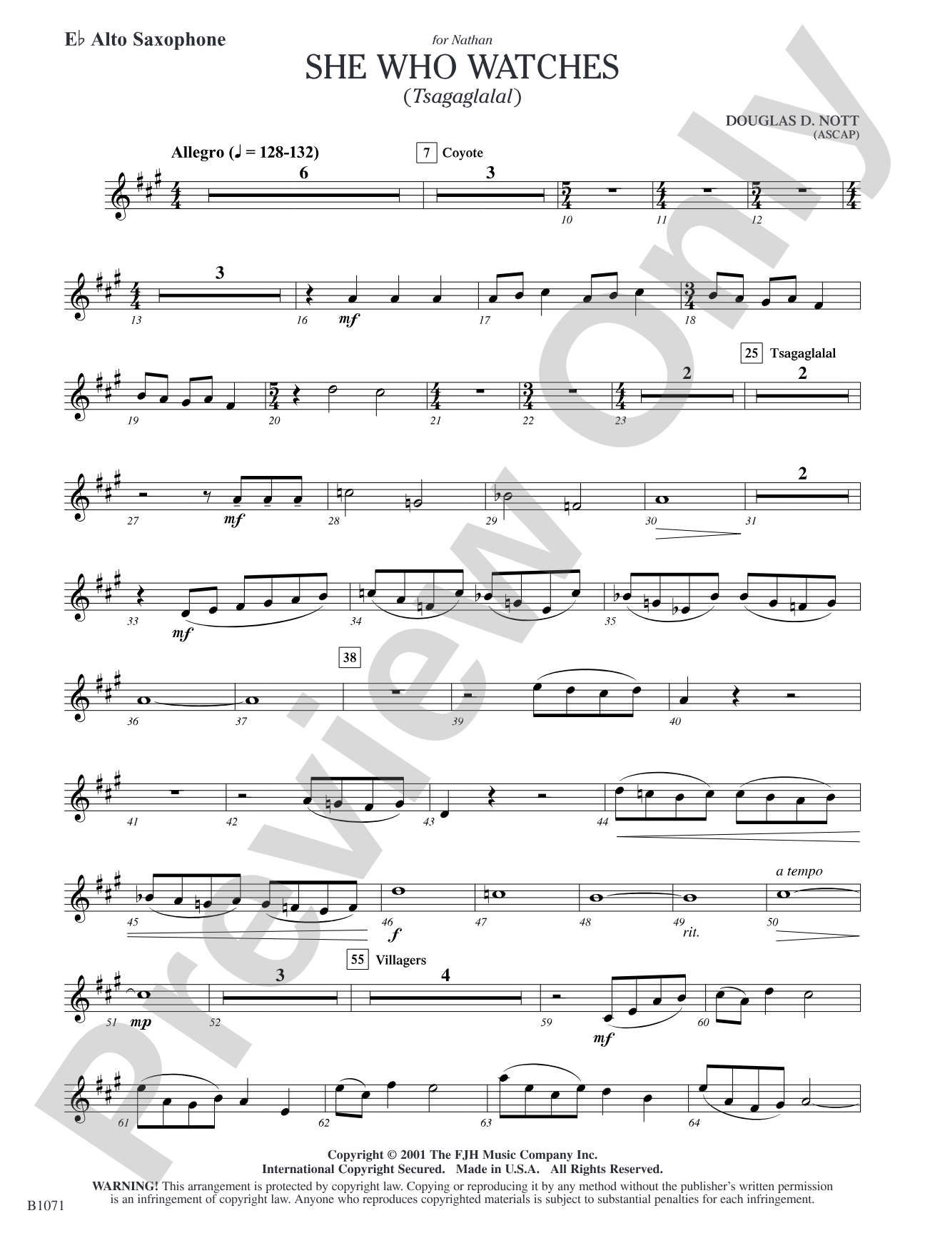 She Who Watches (Tsagaglalal): E-flat Alto Saxophone