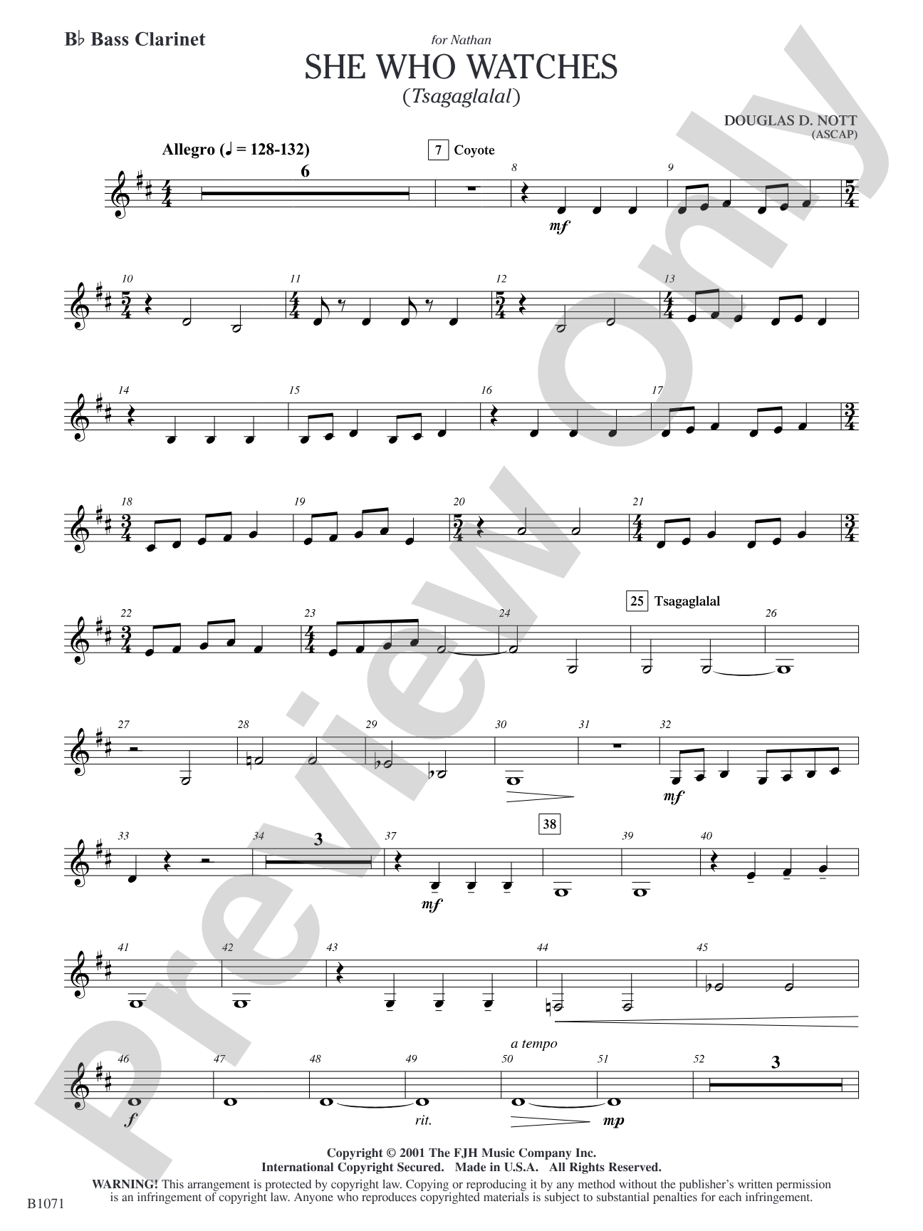 She Who Watches (Tsagaglalal): B-flat Bass Clarinet