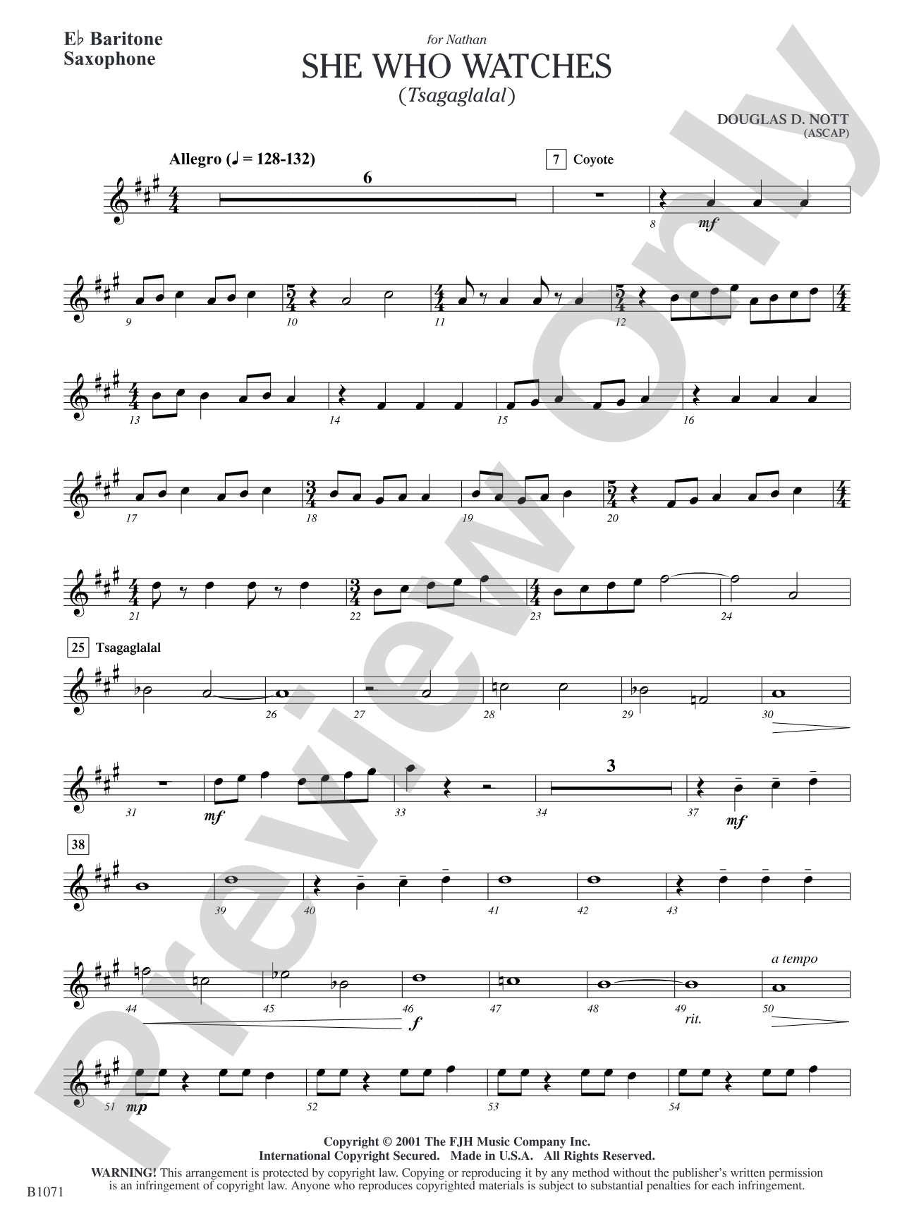 She Who Watches (Tsagaglalal): E-flat Baritone Saxophone