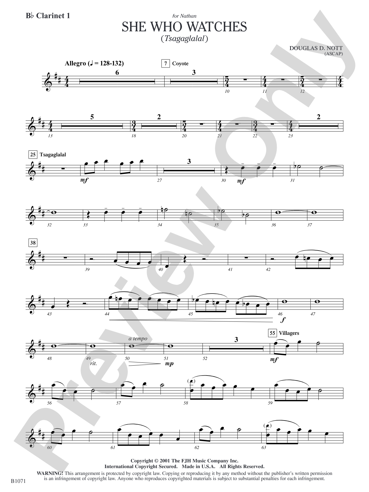 She Who Watches (Tsagaglalal): B-flat Clarinet 1