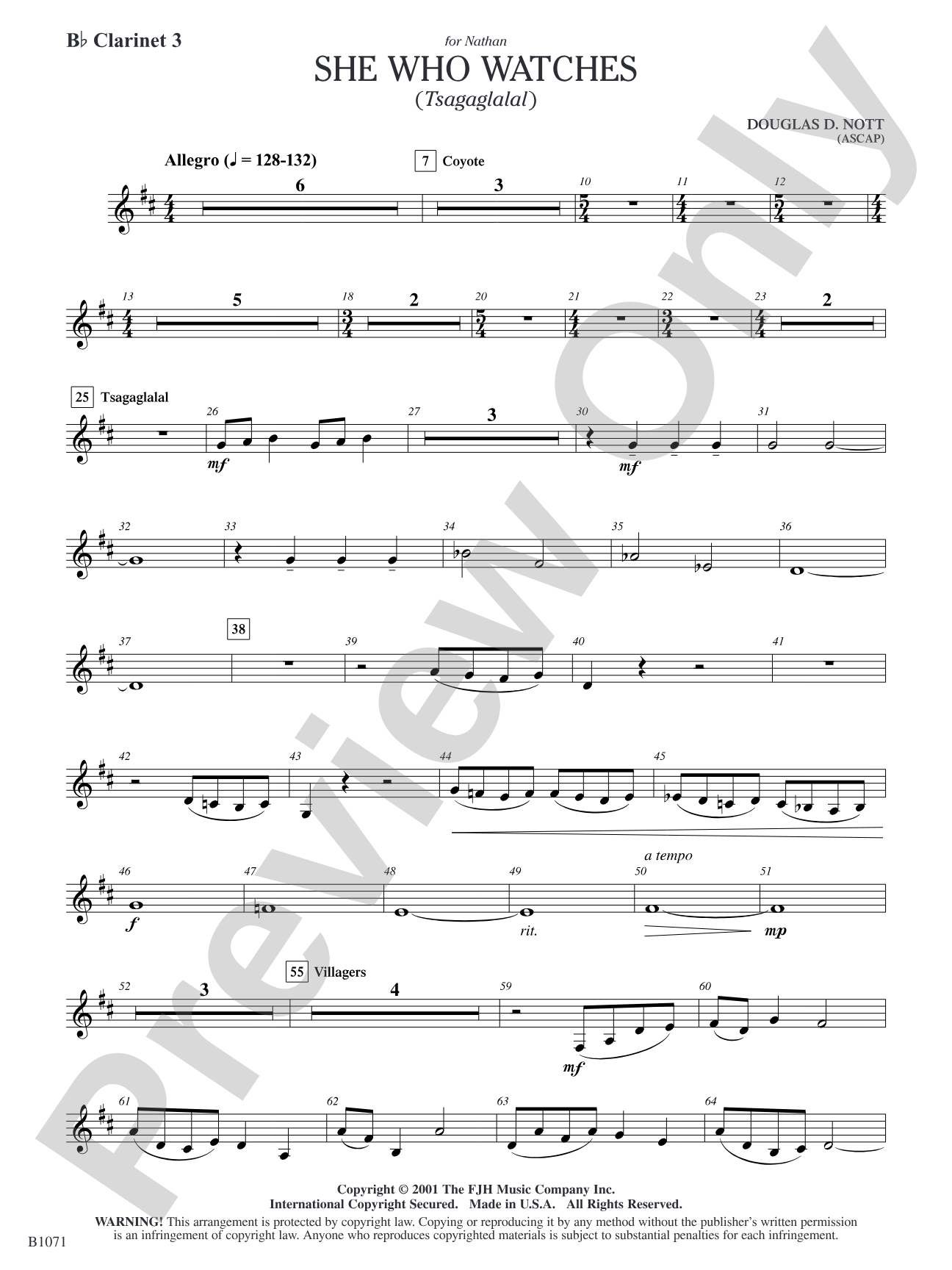 She Who Watches (Tsagaglalal): B-flat Clarinet 3