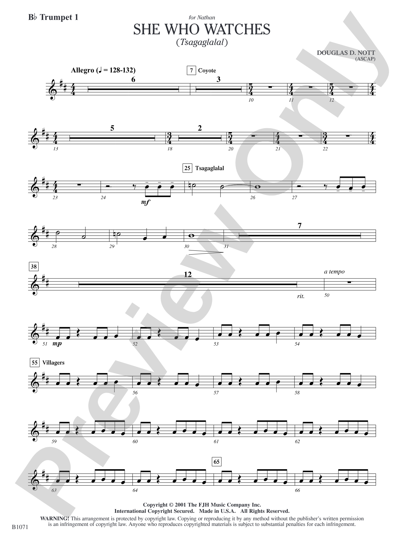 She Who Watches (Tsagaglalal): B-flat Trumpet 1
