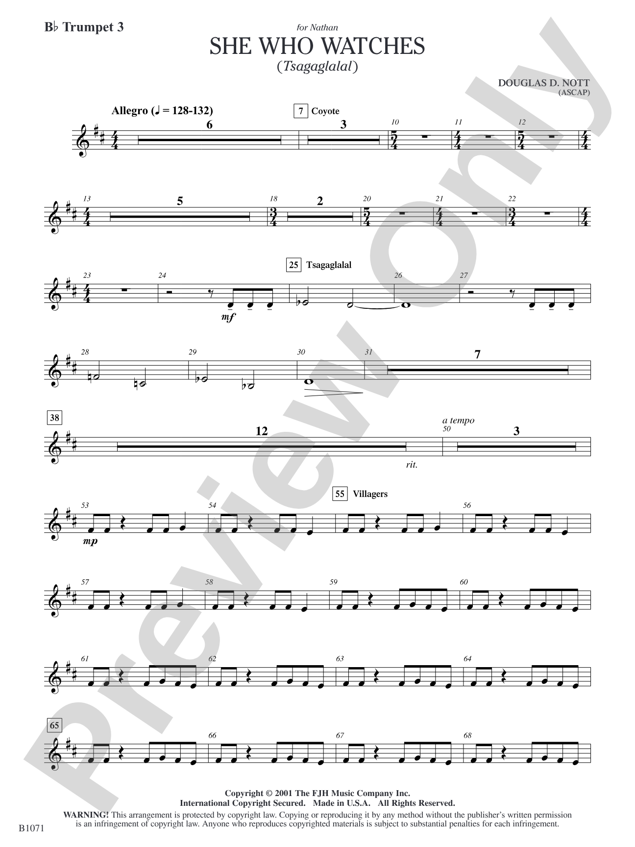 She Who Watches (Tsagaglalal): B-flat Trumpet 3