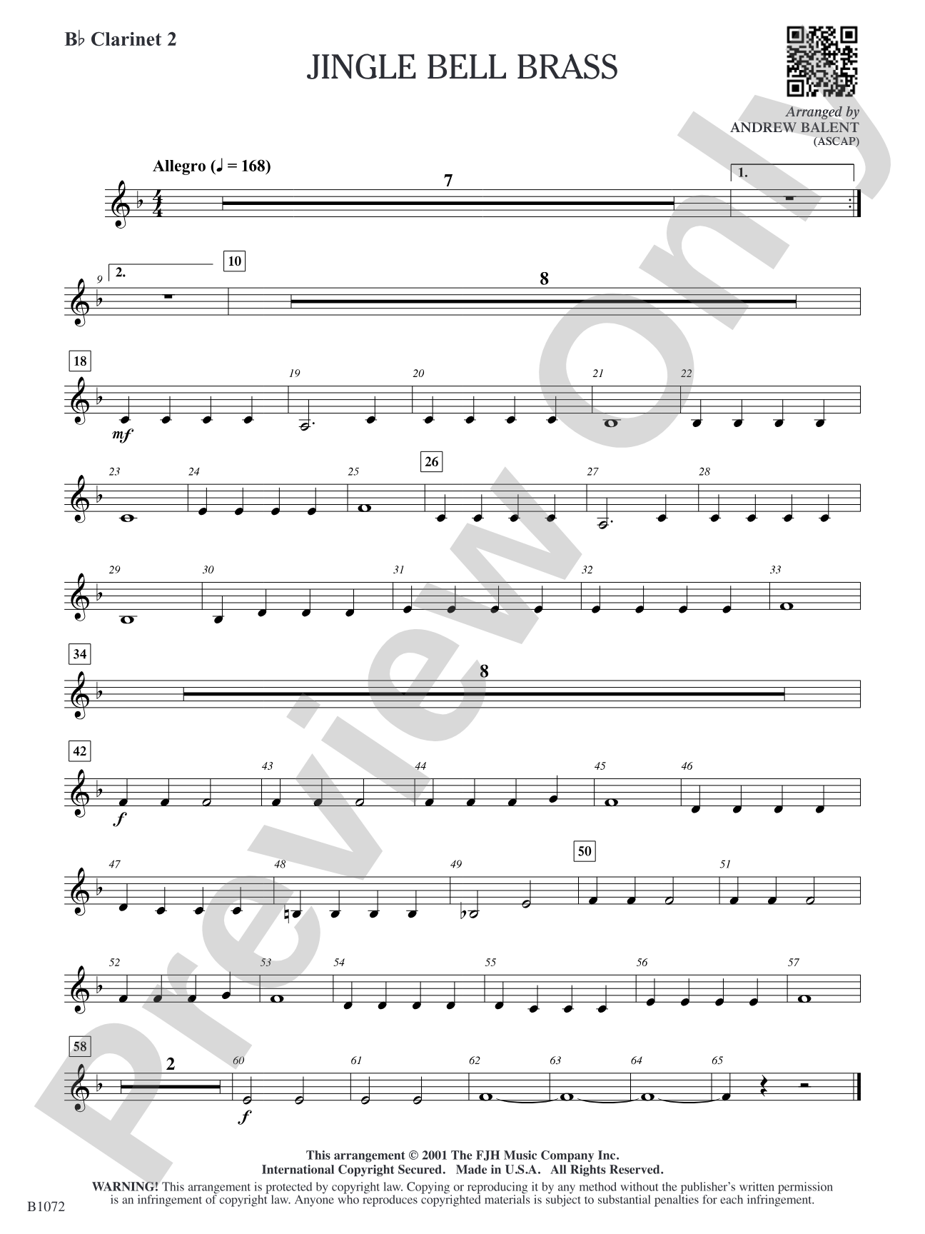 Jingle Bell Brass: B-flat Clarinet 2