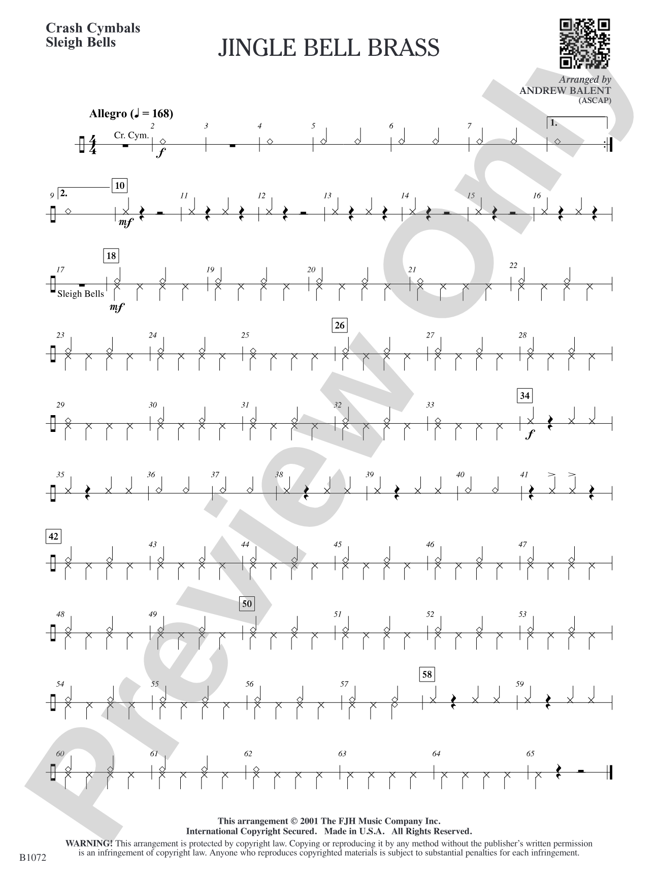 Jingle Bell Brass: Crash Cymbals/Sleigh Bells