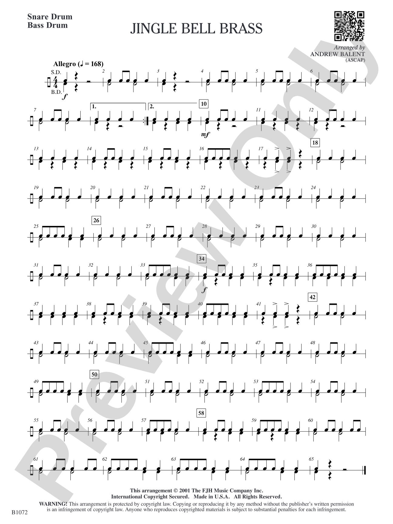 Jingle Bell Brass: Snare Drum/Bass Drum