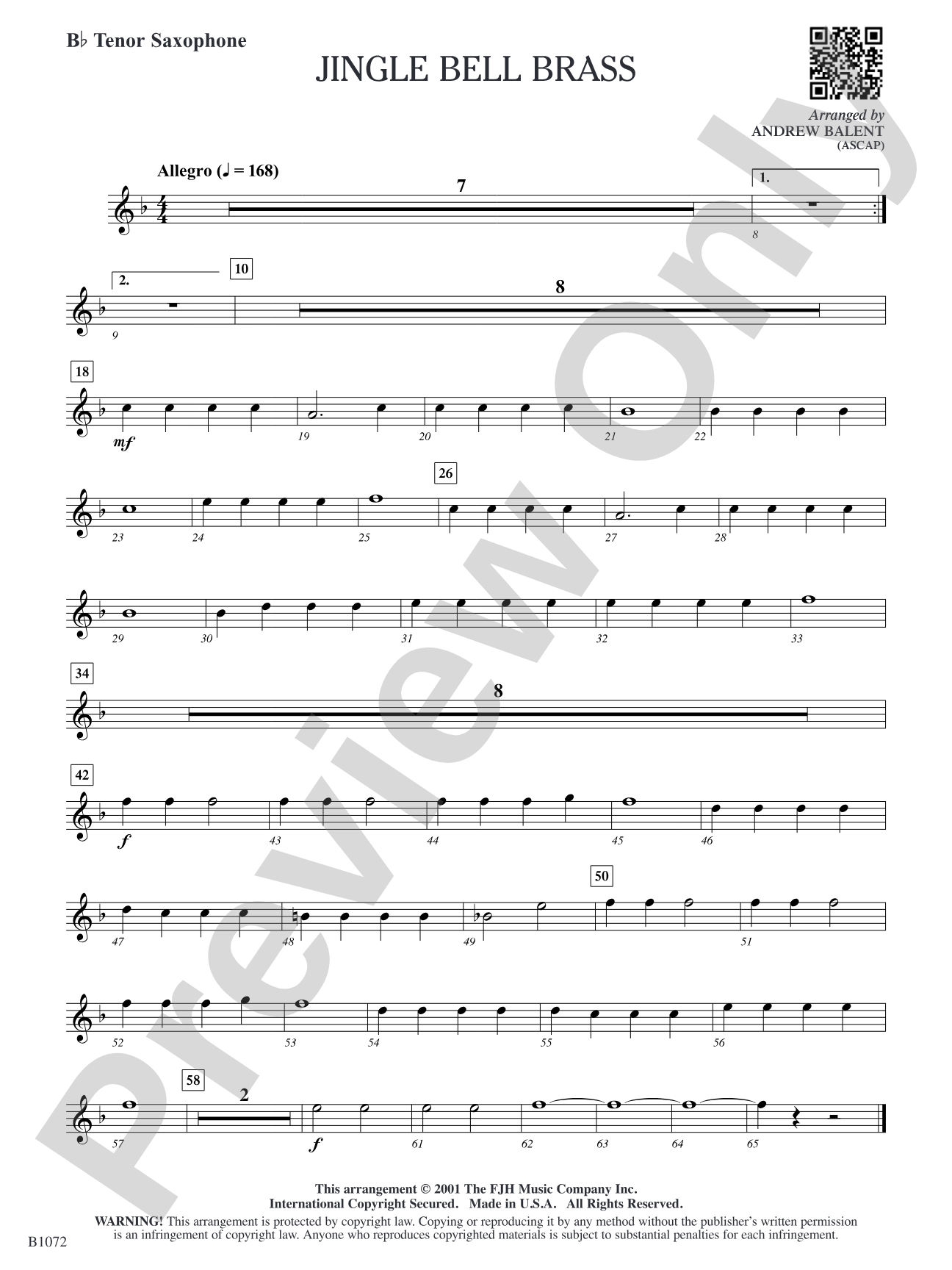 Jingle Bell Brass: B-flat Tenor Saxophone