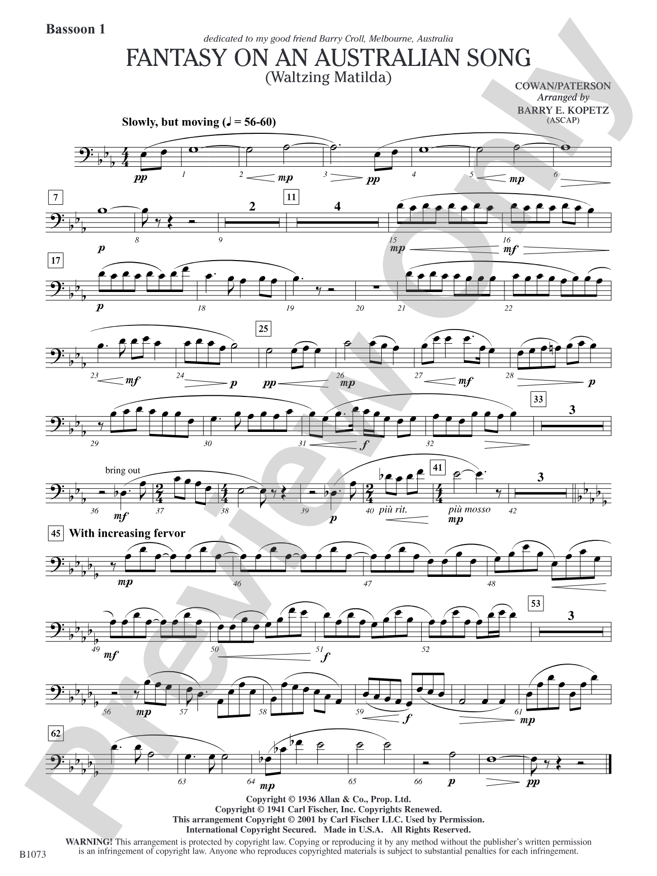 Fantasy on an Australian Song: Bassoon 1