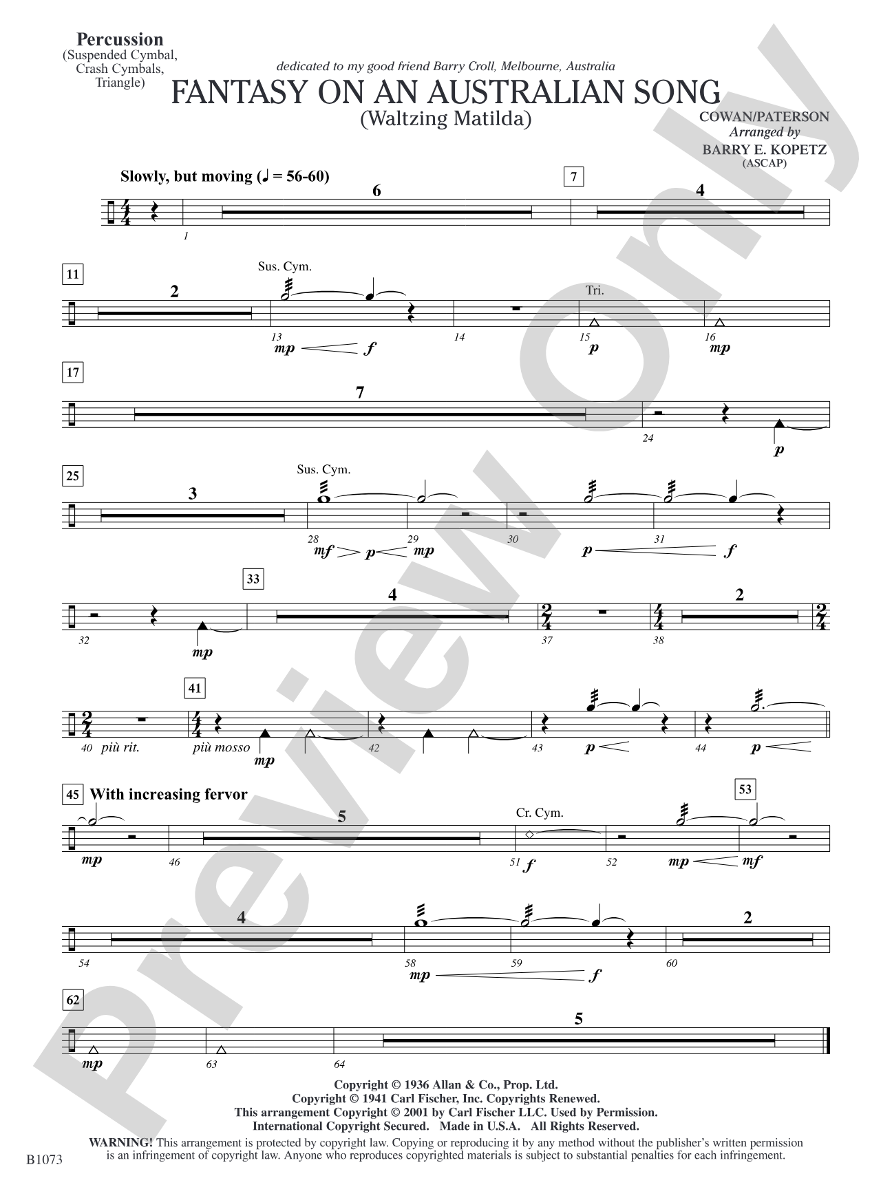 Fantasy on an Australian Song: Percussion