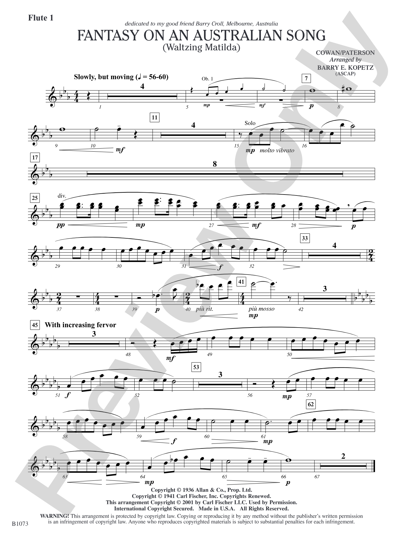 Fantasy on an Australian Song: Flute 1