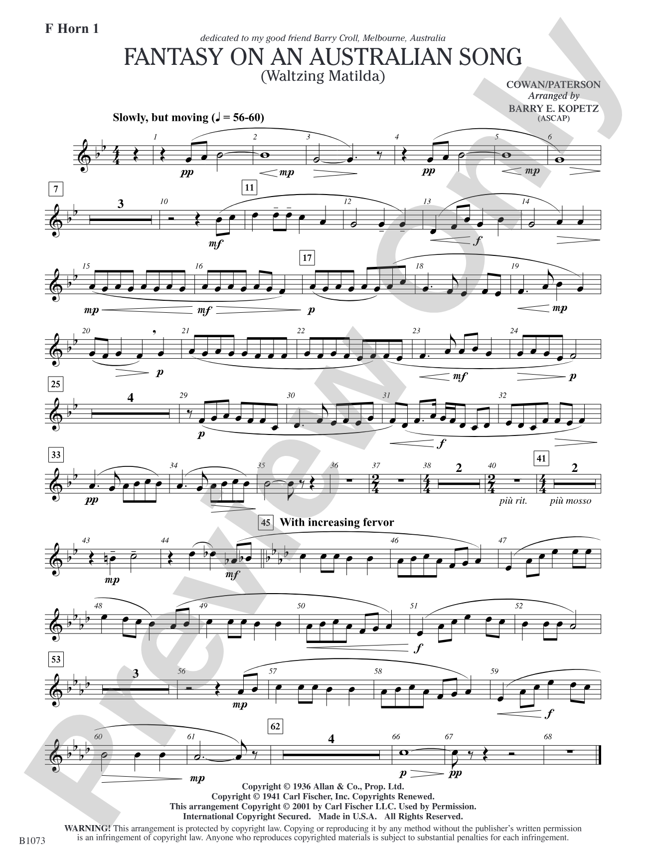 Fantasy on an Australian Song: F Horn 1
