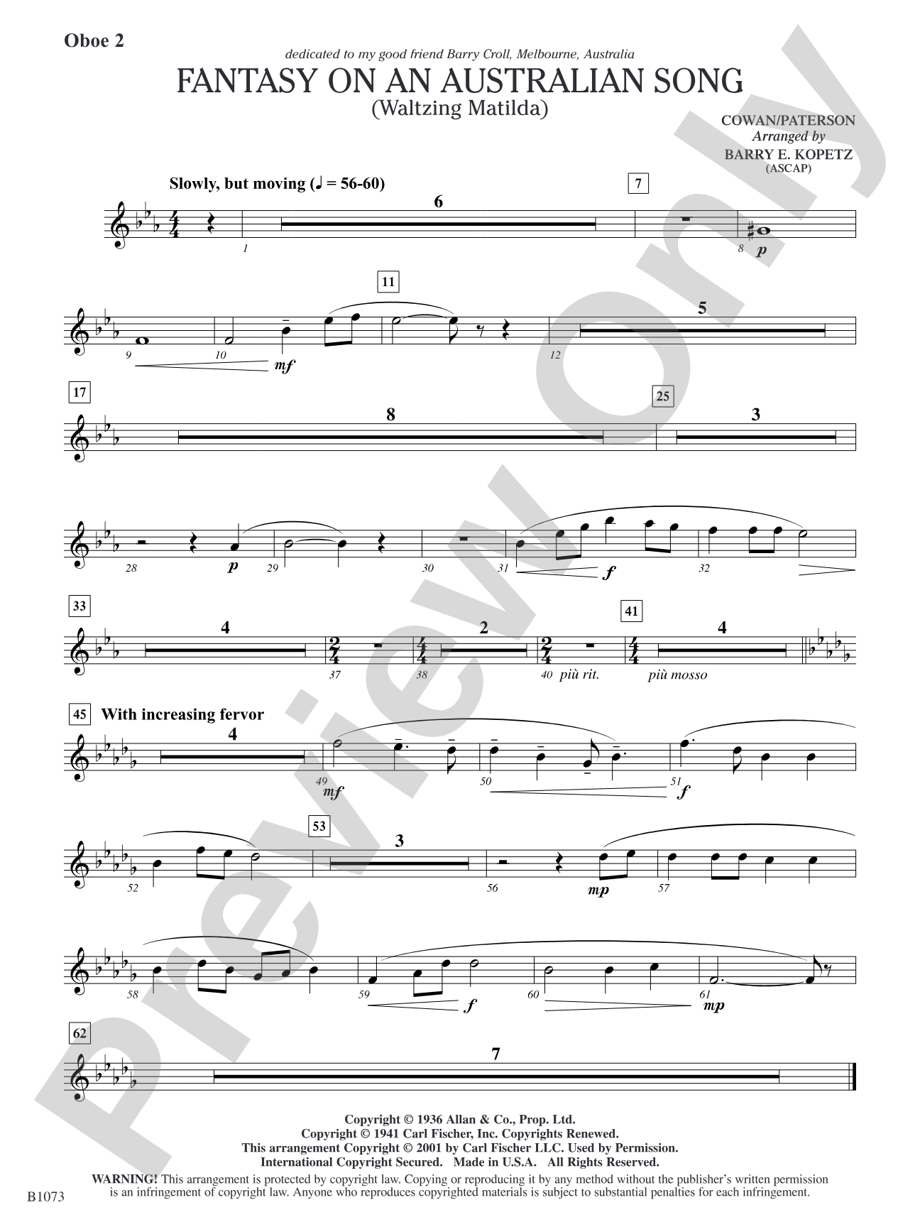 Fantasy on an Australian Song: Oboe 2