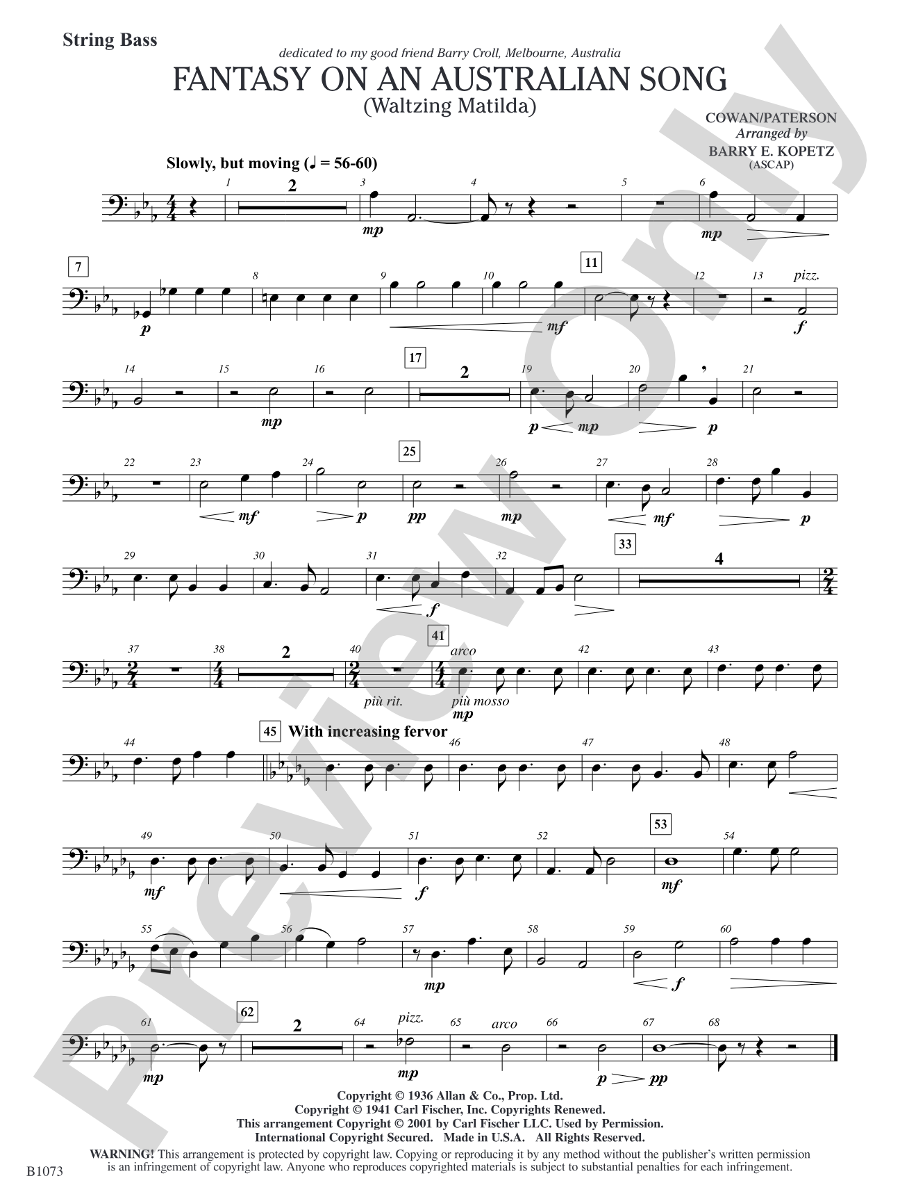 Fantasy on an Australian Song: String Bass