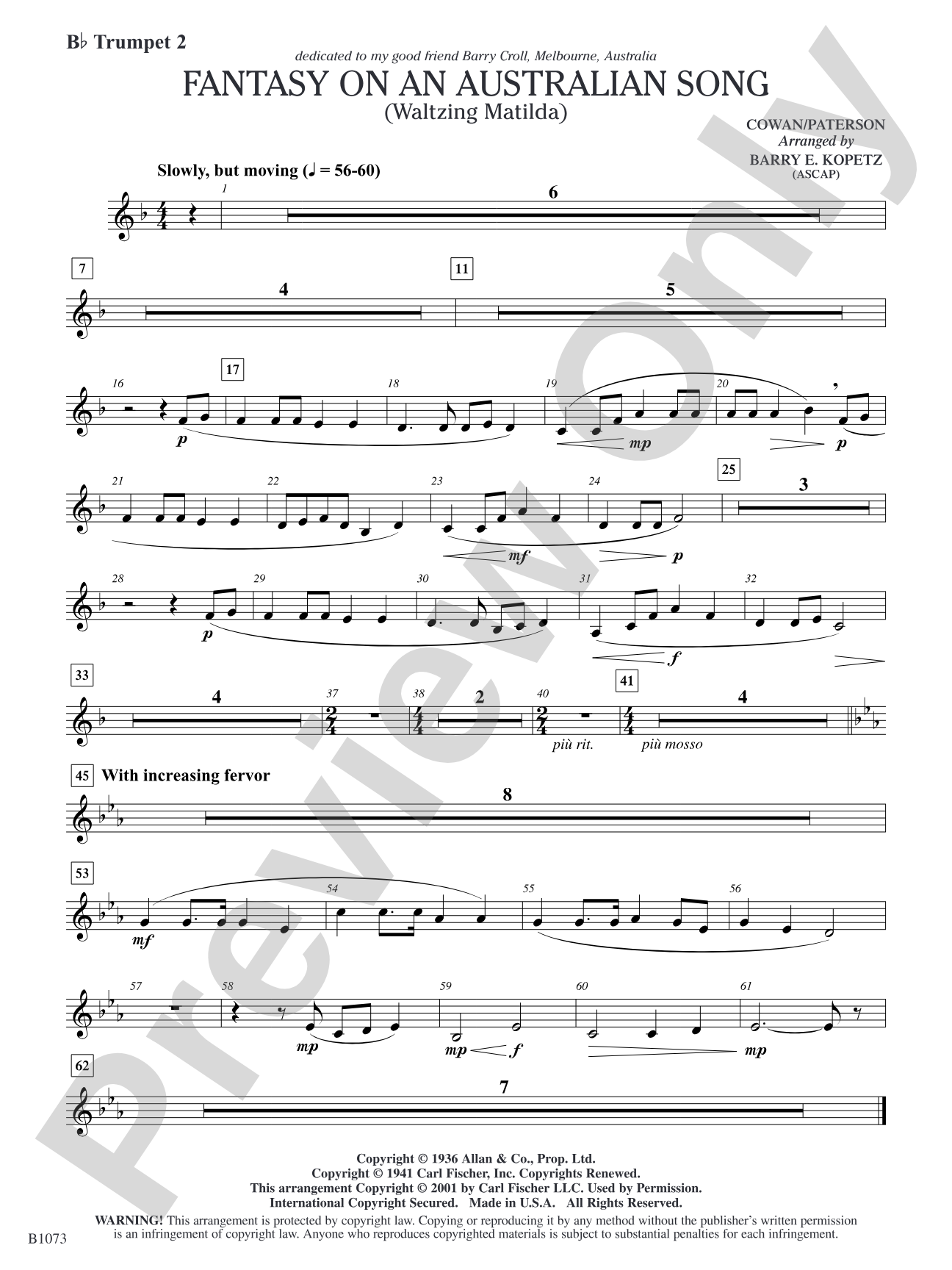 Fantasy on an Australian Song: B-flat Trumpet 2