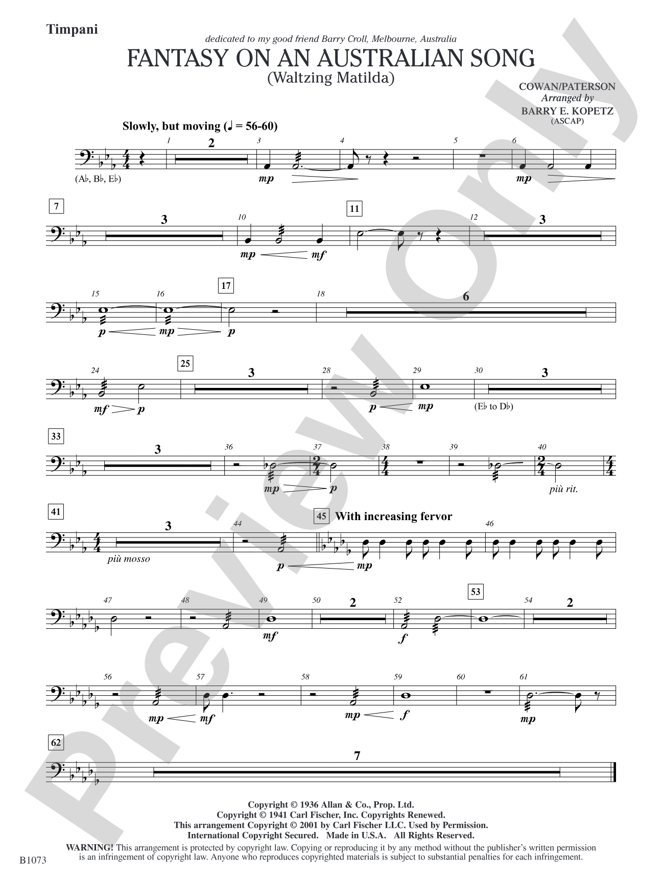 Fantasy on an Australian Song: Timpani
