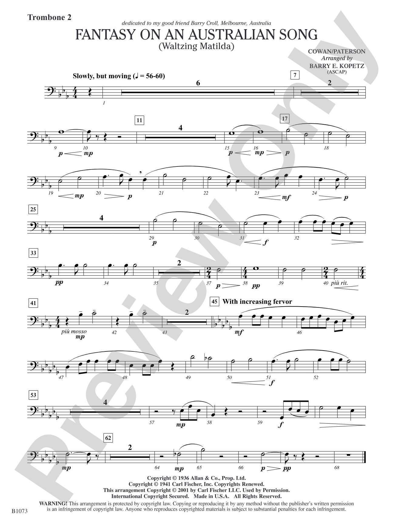 Fantasy on an Australian Song: Trombone 2