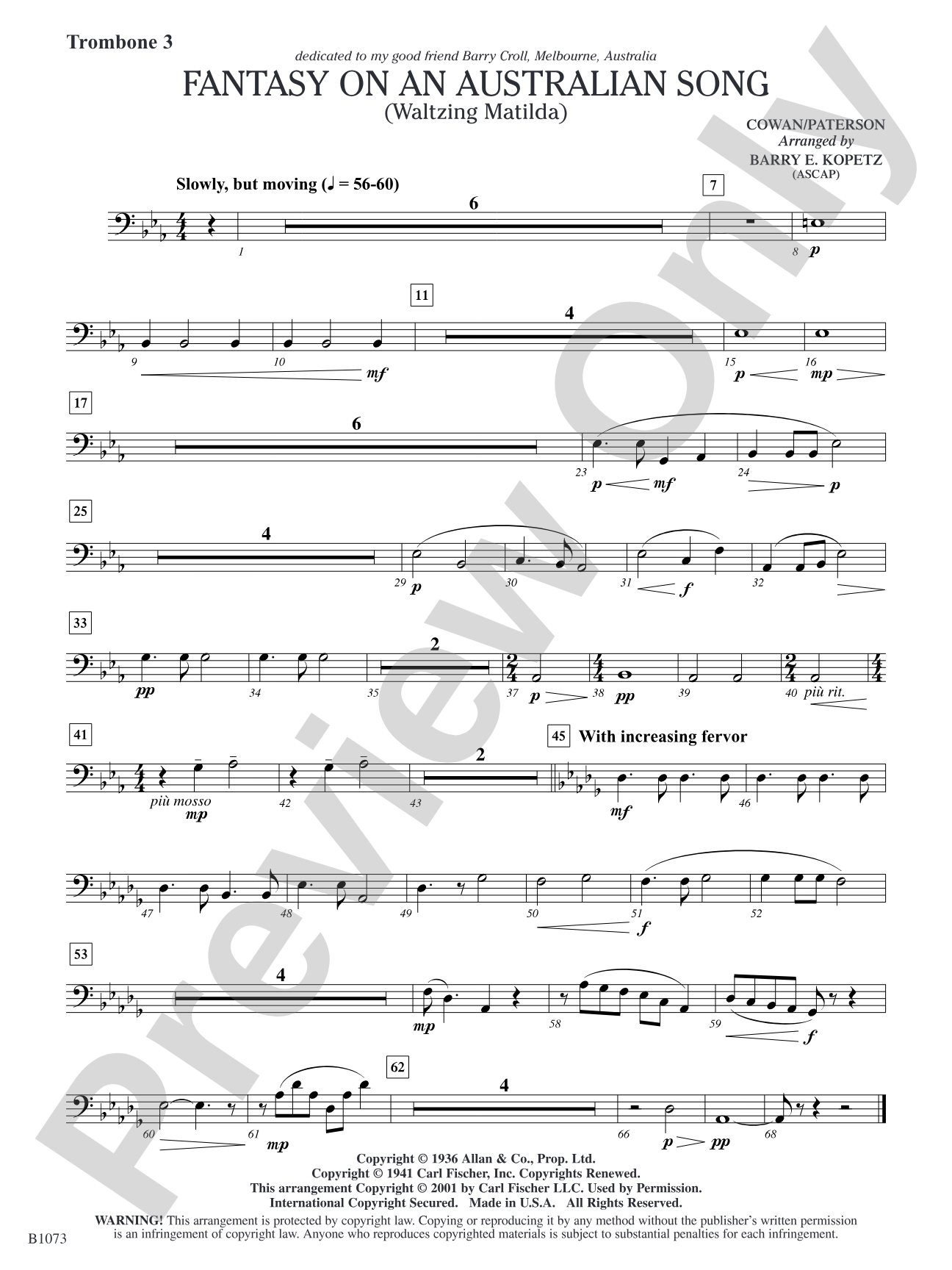 Fantasy on an Australian Song: Trombone 3