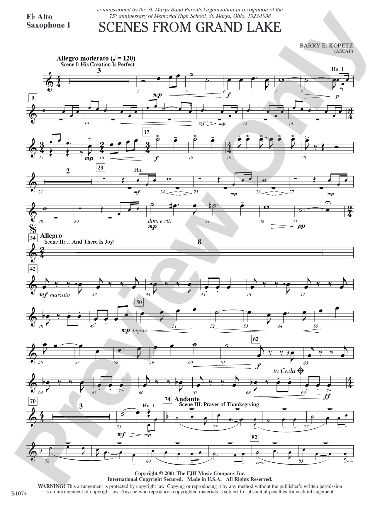 Scenes from Grand Lake: E-flat Alto Saxophone 1