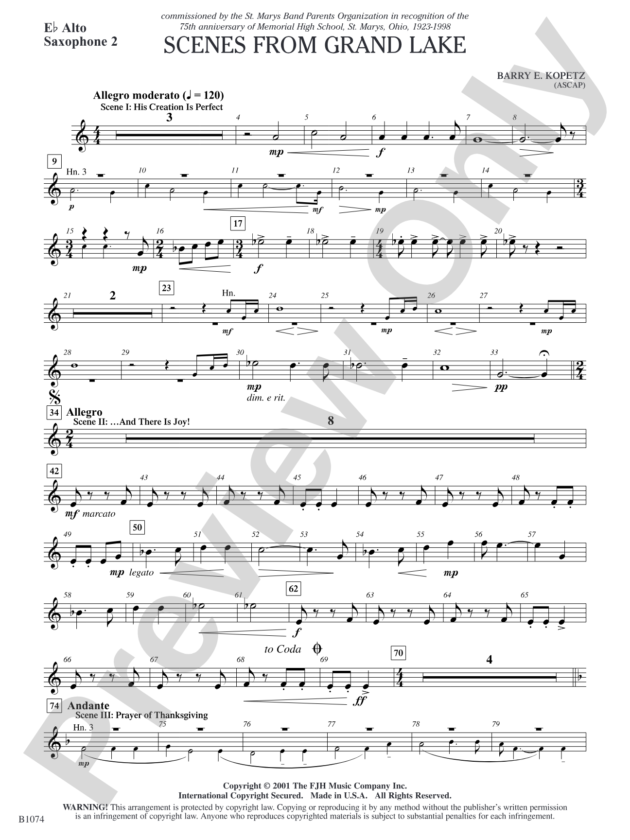 Scenes from Grand Lake: E-flat Alto Saxophone 2