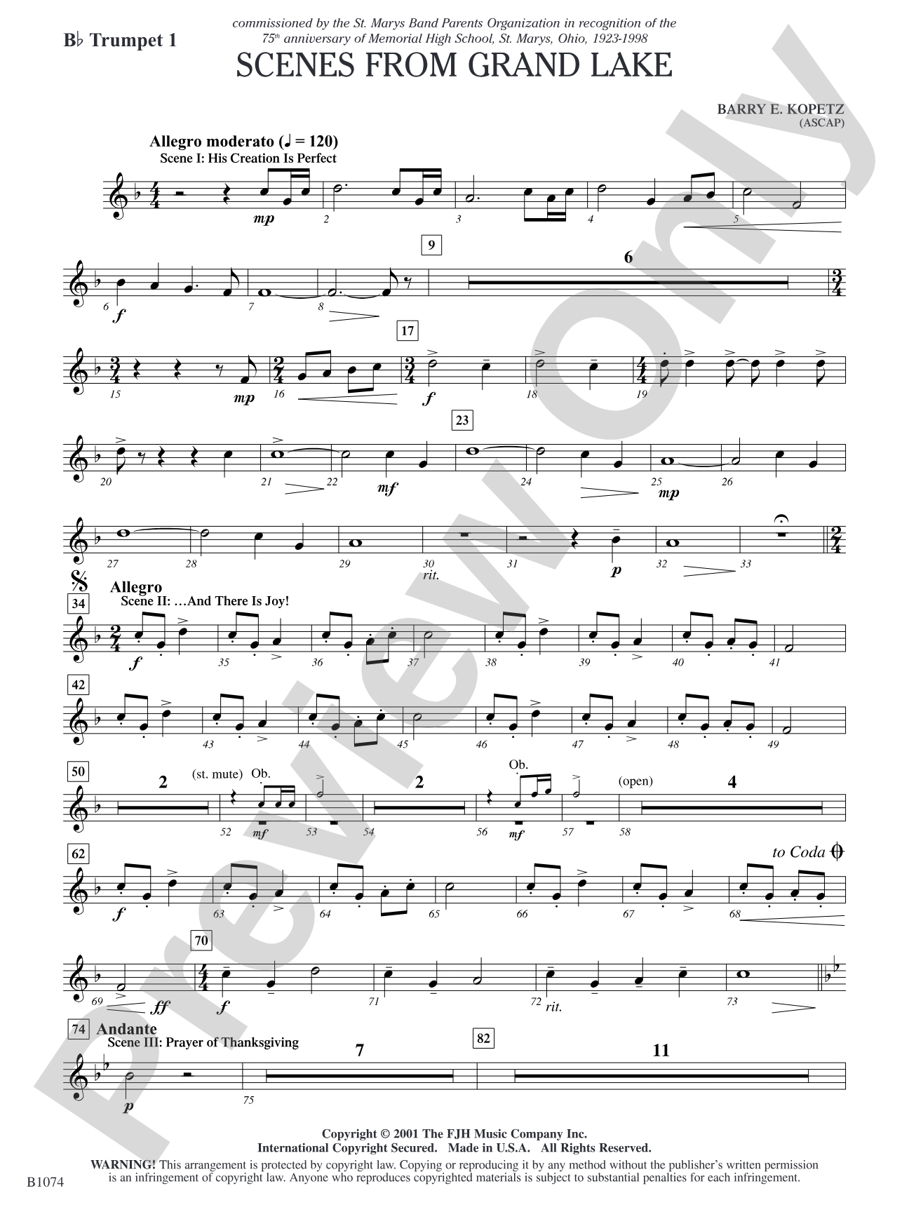 Scenes from Grand Lake: B-flat Trumpet 1
