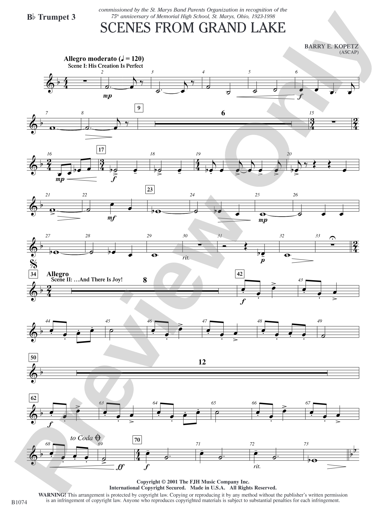 Scenes from Grand Lake: B-flat Trumpet 3