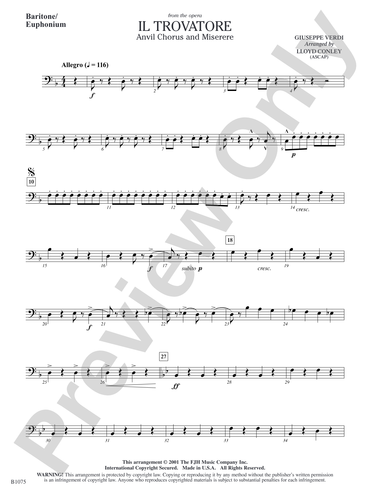 Il Trovatore (Anvil Chorus and Miserere): Baritone/Euphonium