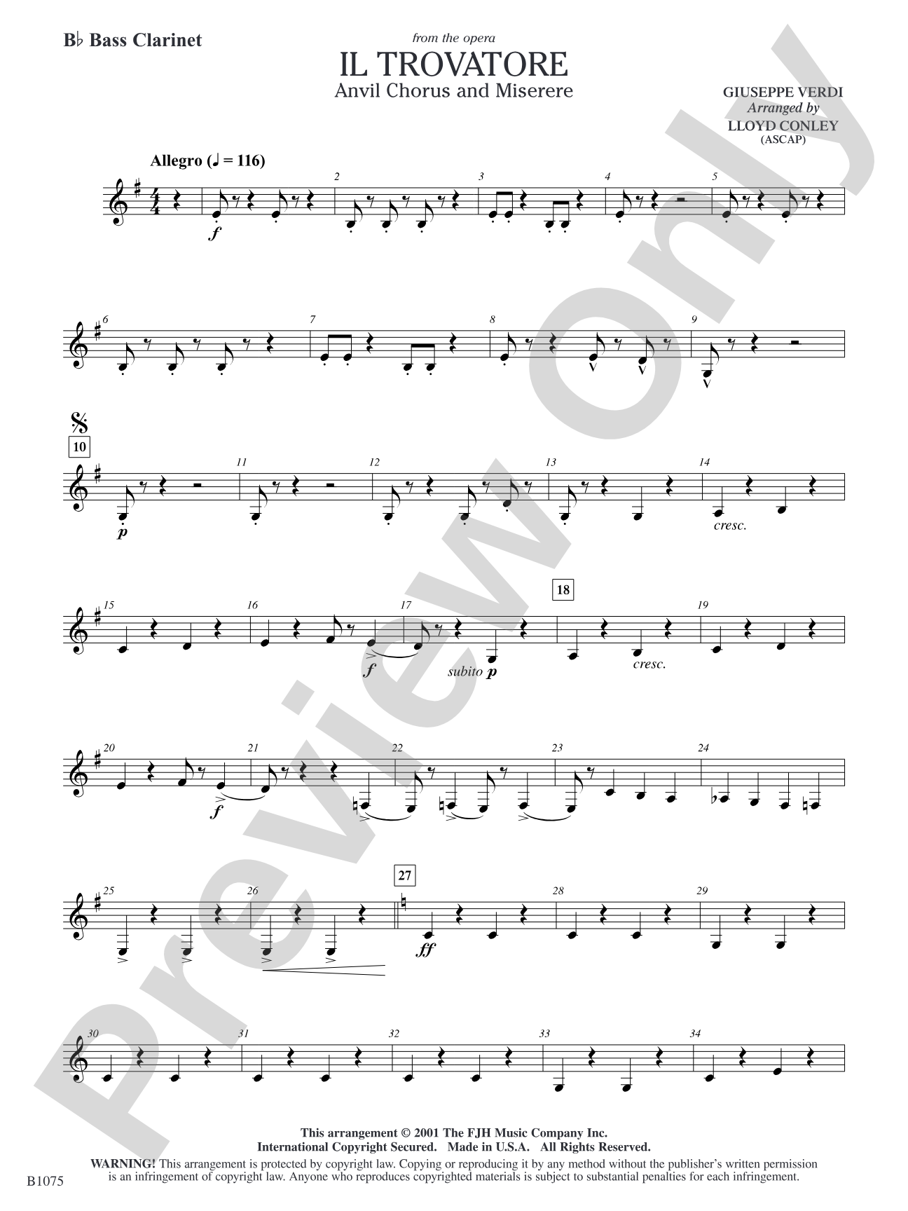 Il Trovatore (Anvil Chorus and Miserere): B-flat Bass Clarinet
