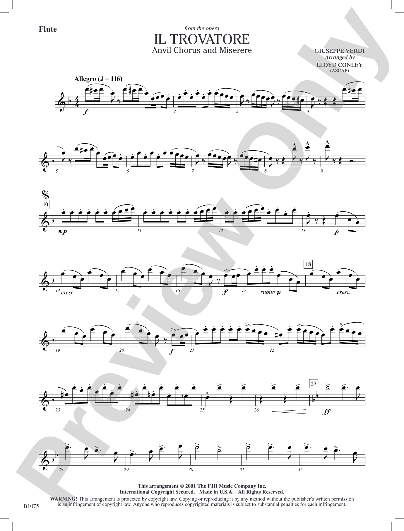 Il Trovatore (Anvil Chorus and Miserere): Flute