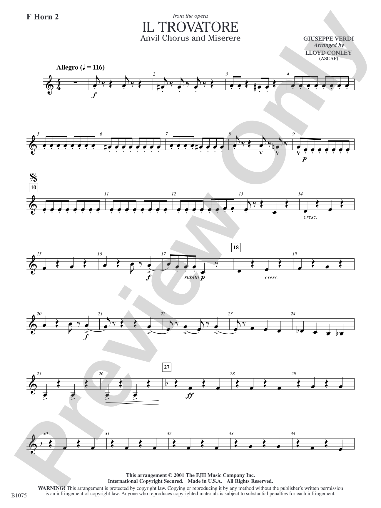 Il Trovatore (Anvil Chorus and Miserere): F Horn 2