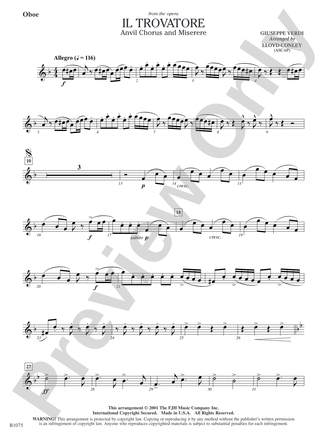 Il Trovatore (Anvil Chorus and Miserere): Oboe