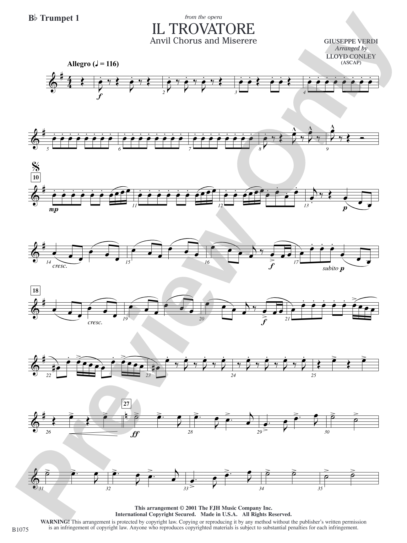 Il Trovatore (Anvil Chorus and Miserere): B-flat Trumpet 1