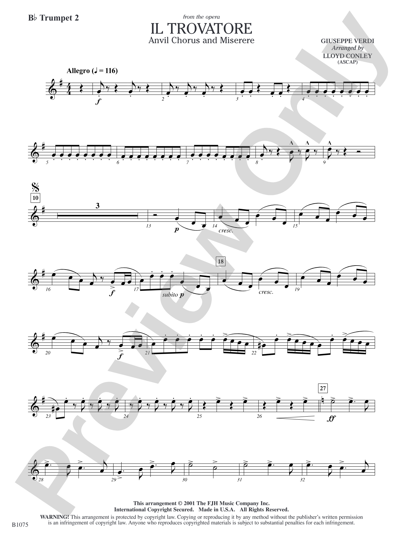 Il Trovatore (Anvil Chorus and Miserere): B-flat Trumpet 2