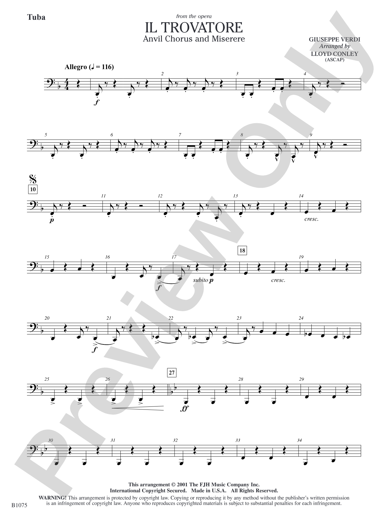 Il Trovatore (Anvil Chorus and Miserere): Tuba