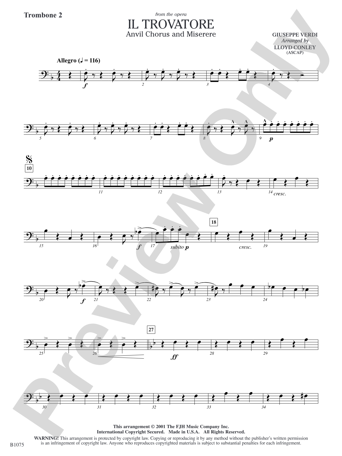 Il Trovatore (Anvil Chorus and Miserere): Trombone 2