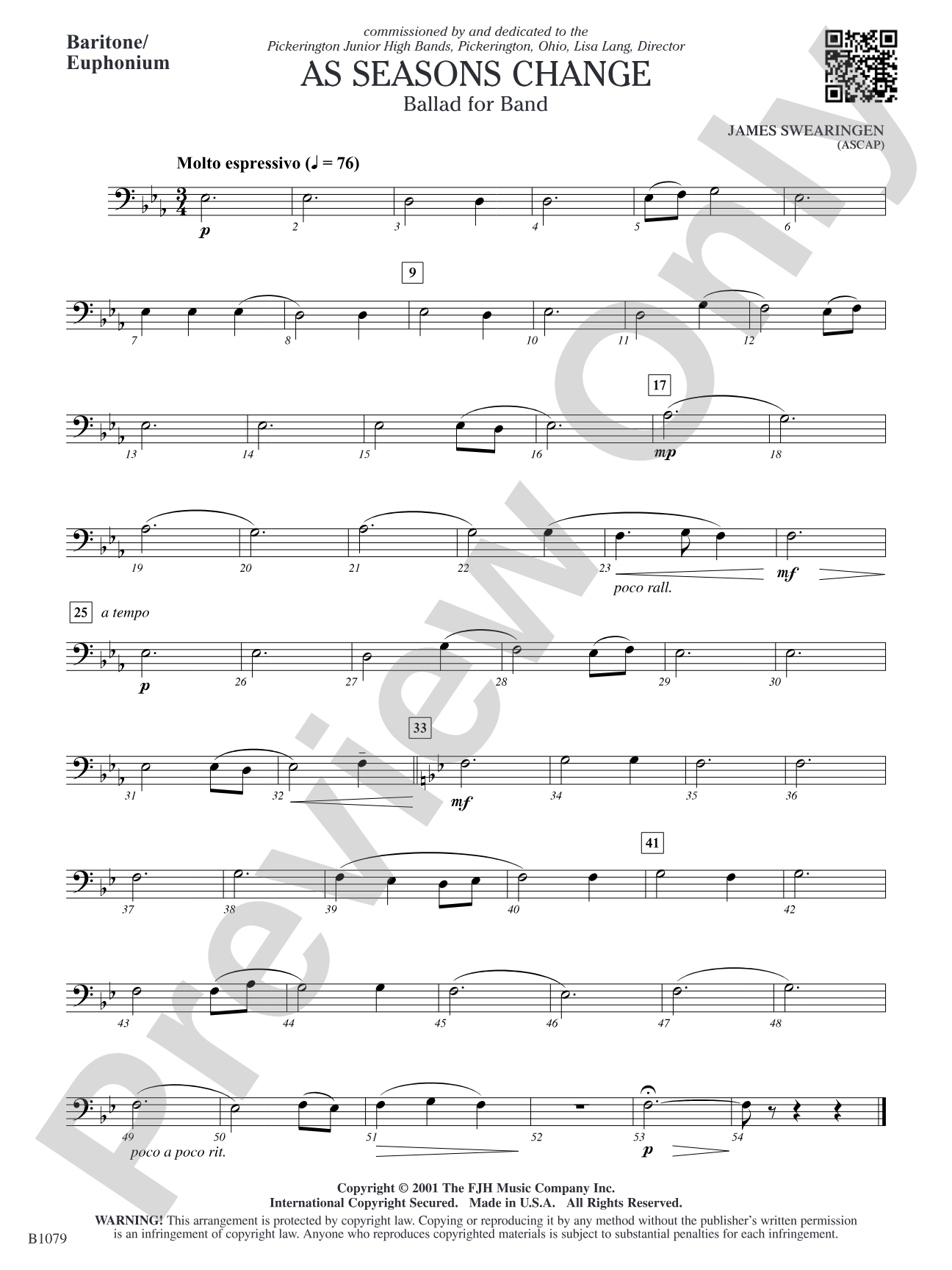 As Seasons Change: Baritone/Euphonium