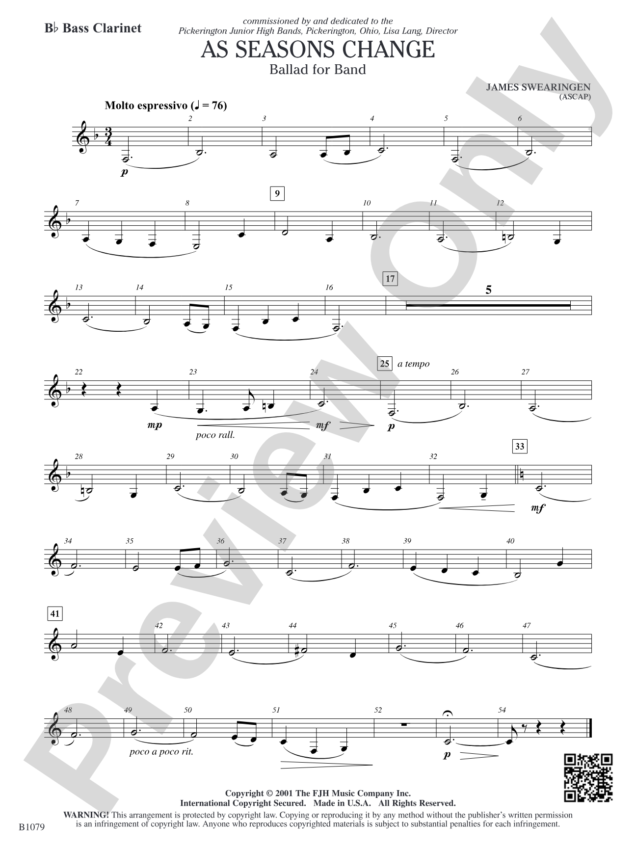 As Seasons Change: B-flat Bass Clarinet
