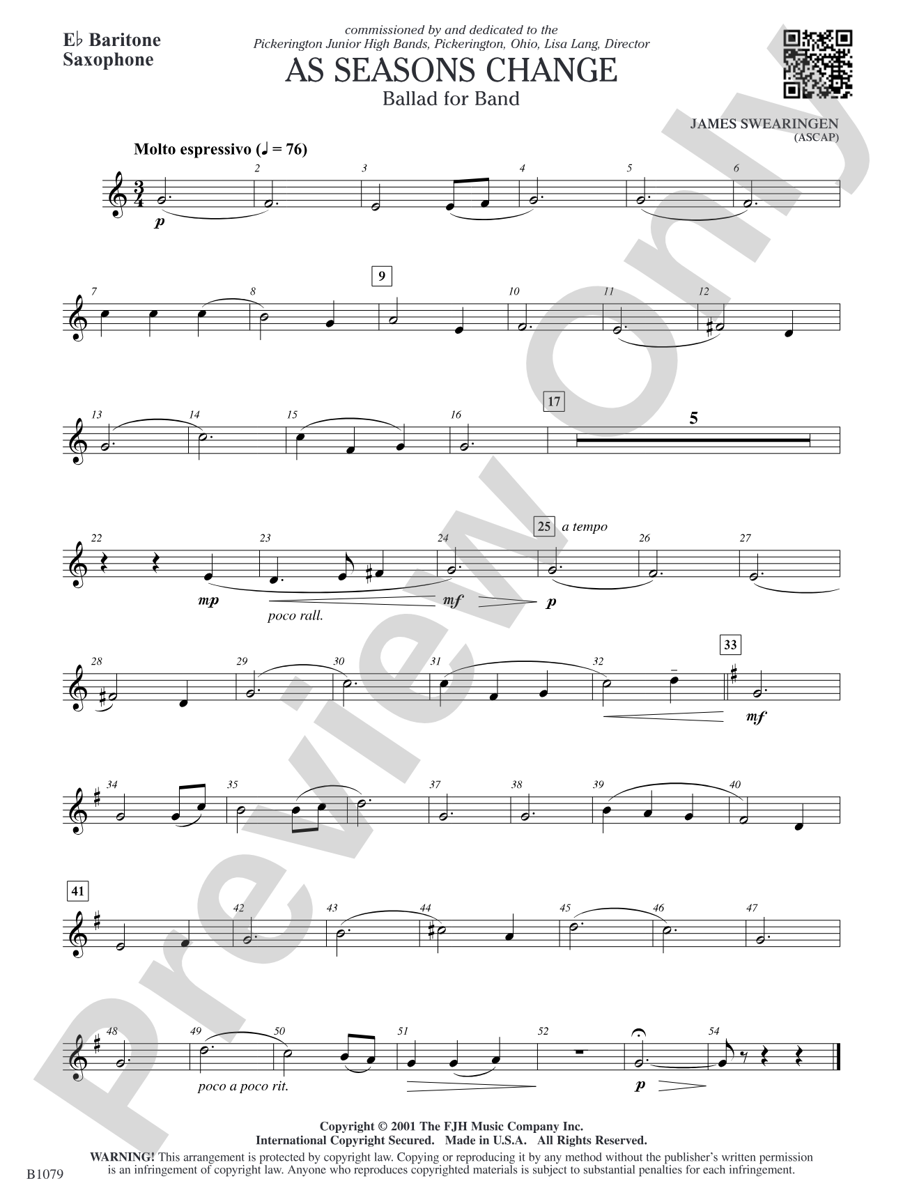 As Seasons Change: E-flat Baritone Saxophone
