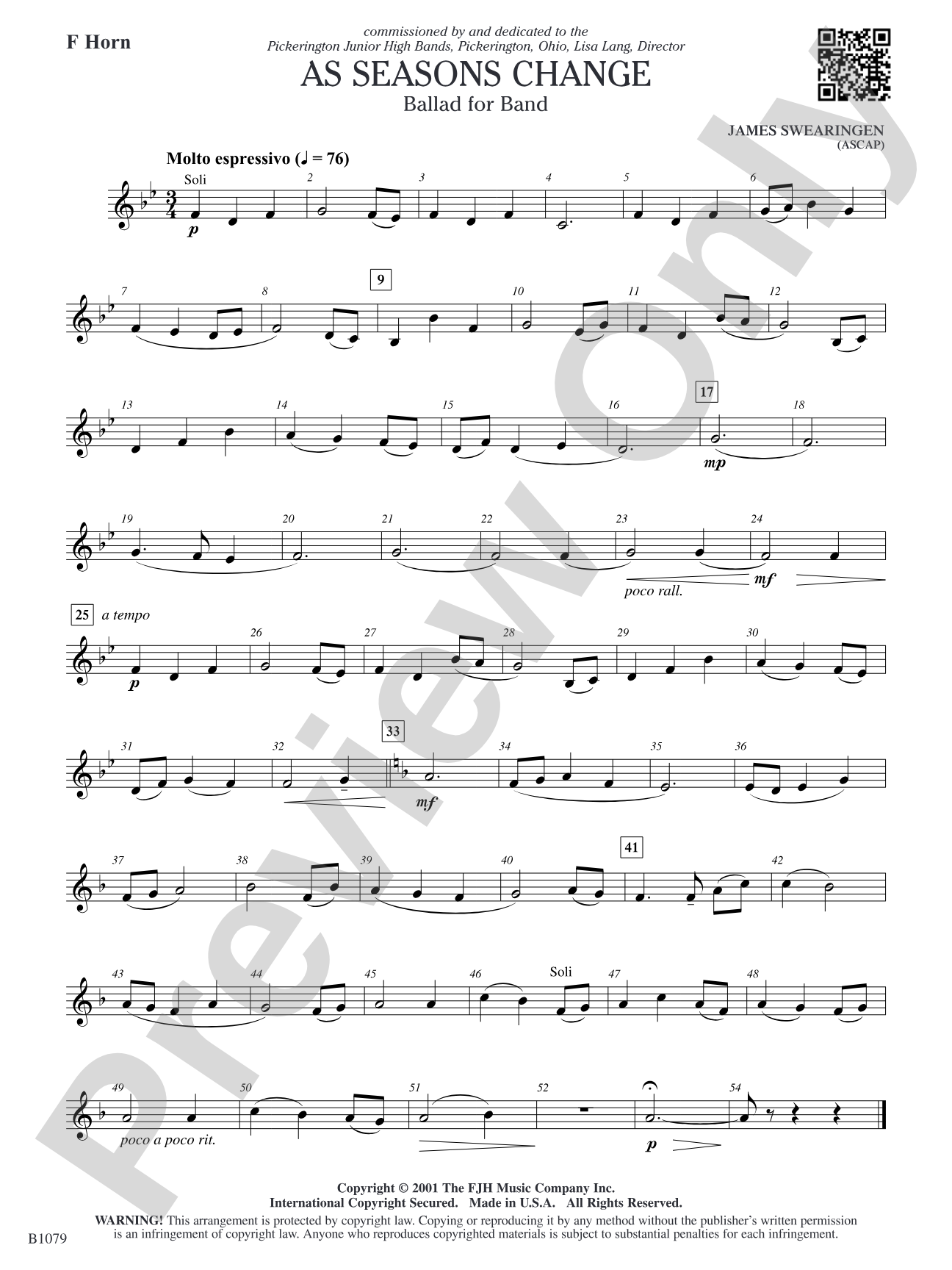 As Seasons Change: F Horn