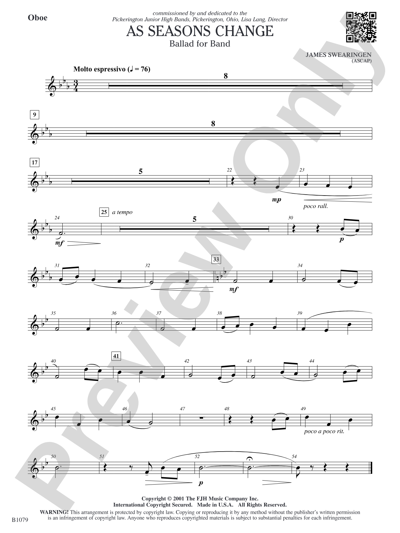As Seasons Change: Oboe