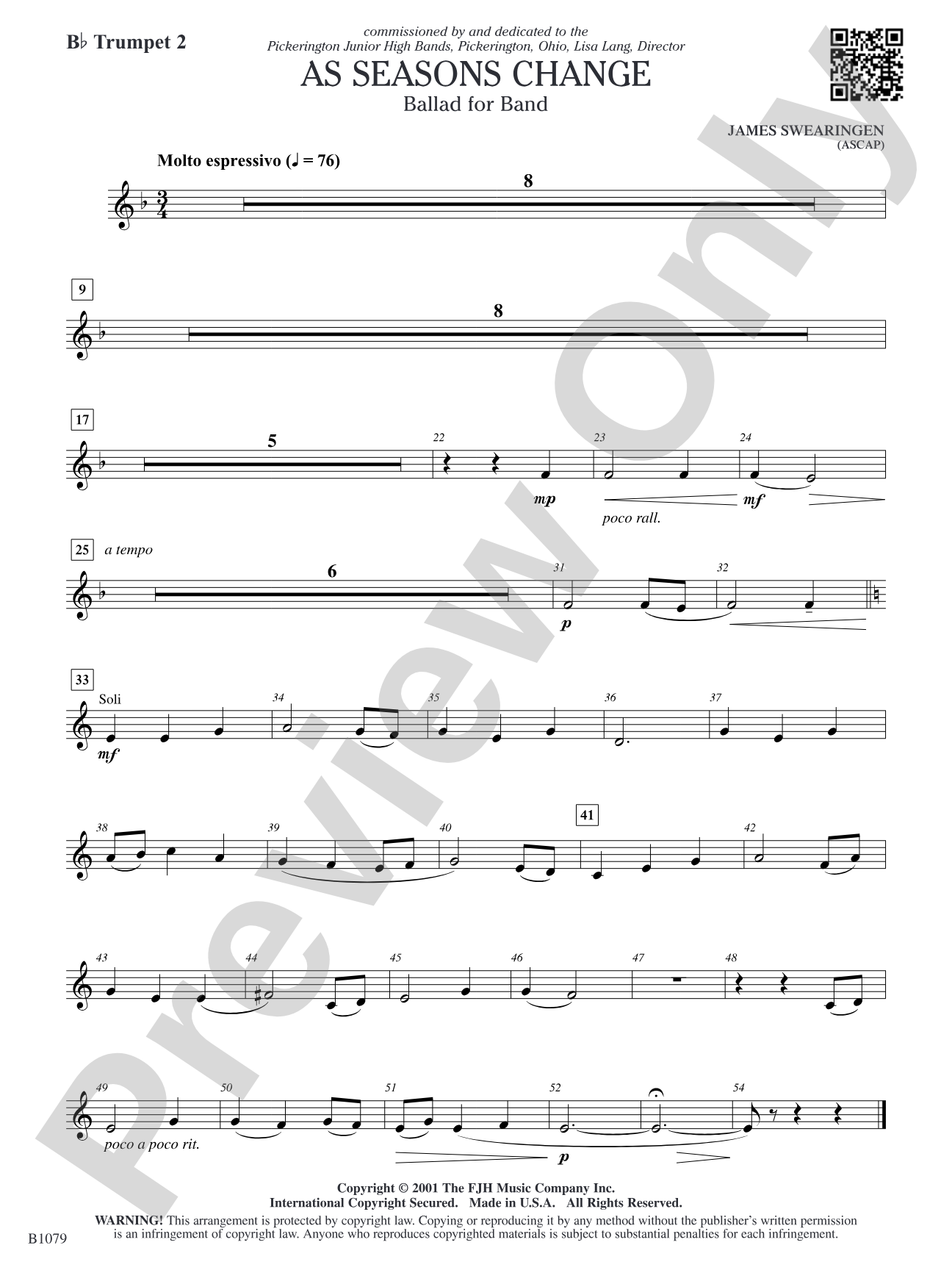 As Seasons Change: B-flat Trumpet 2