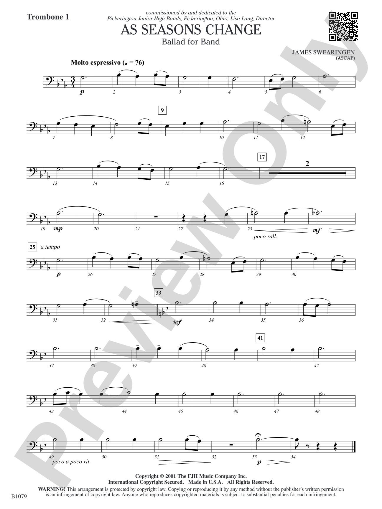 As Seasons Change: Trombone 1