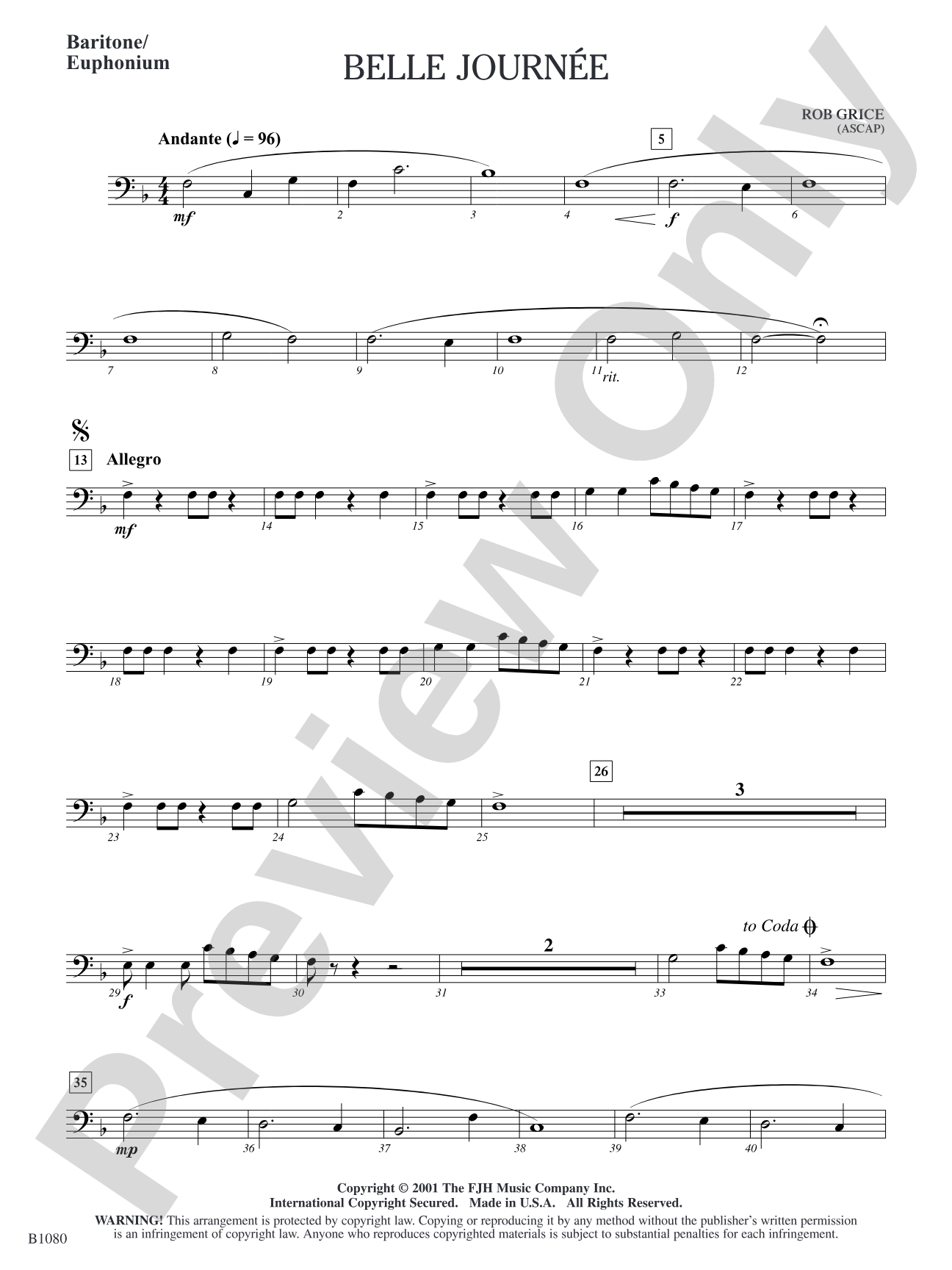 Belle Journée: Baritone/Euphonium